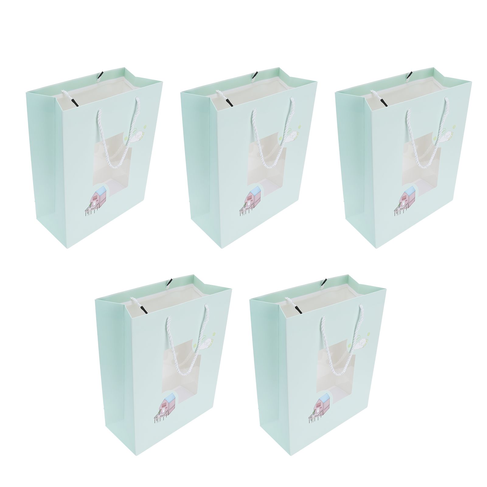 5Pcs Paper Bag Unique Cartoon Portable Shopping Tote Presents Bag for Gift view 8