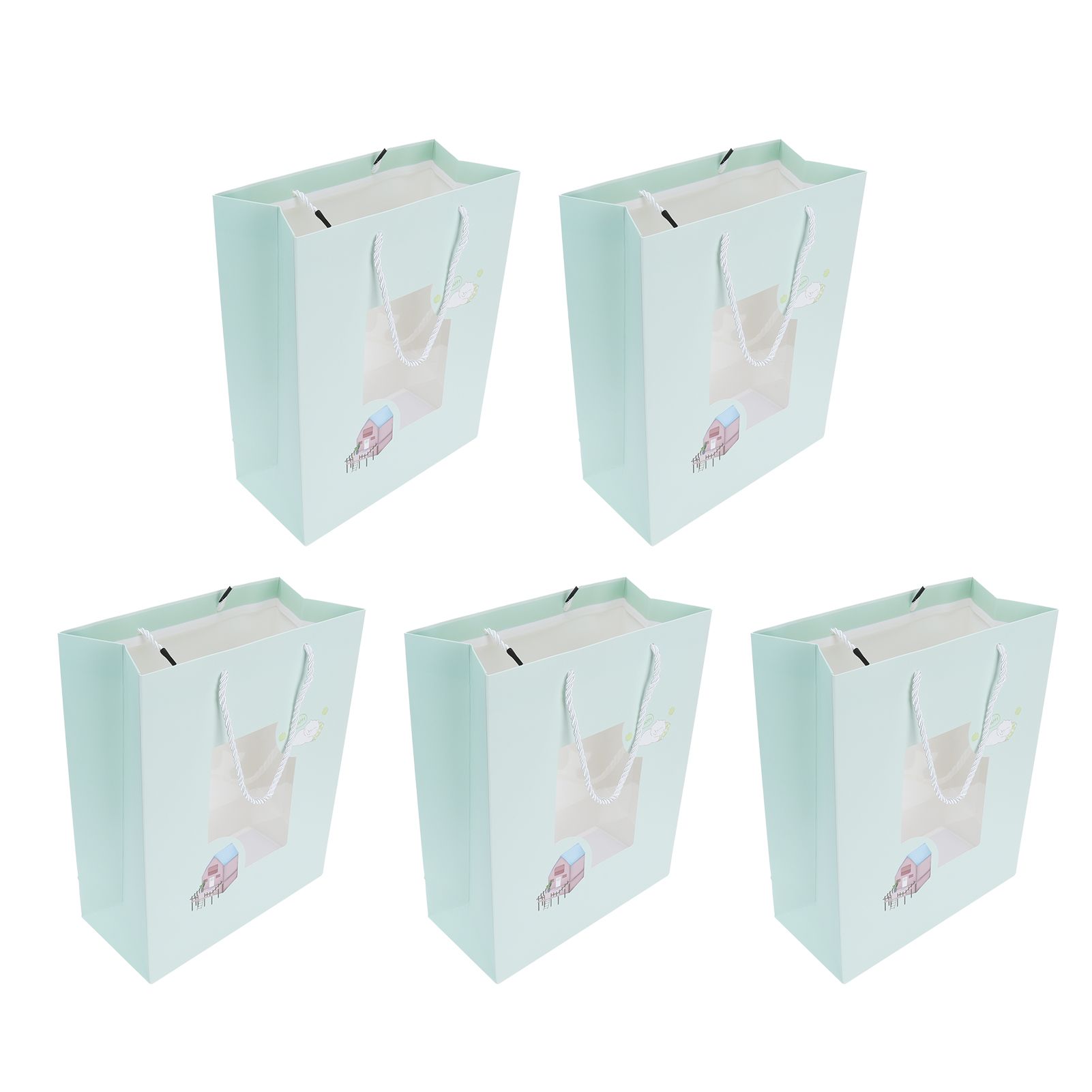 5Pcs Paper Bag Unique Cartoon Portable Shopping Tote Presents Bag for Gift view 9