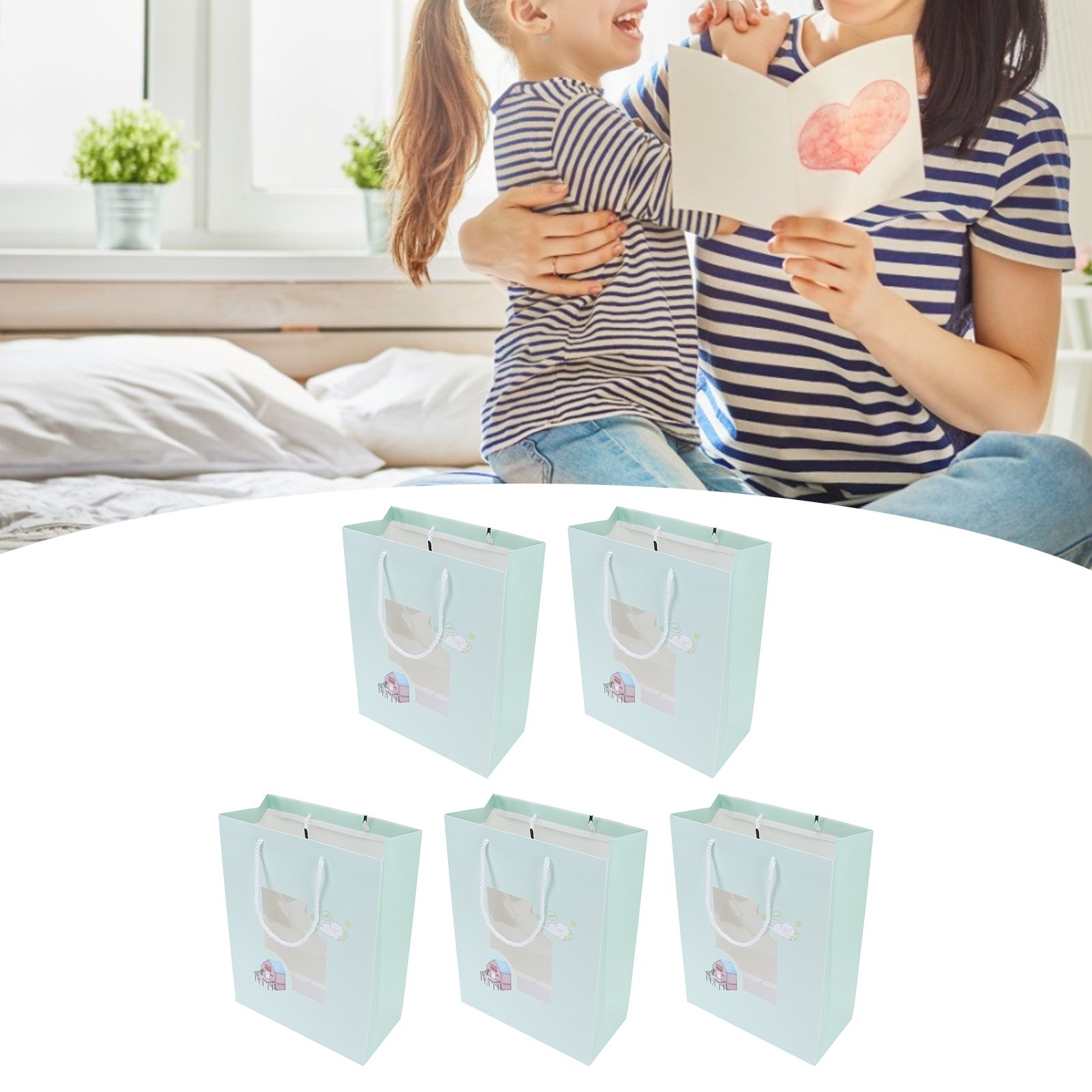 5Pcs Paper Bag Unique Cartoon Portable Shopping Tote Presents Bag for Gift view 12