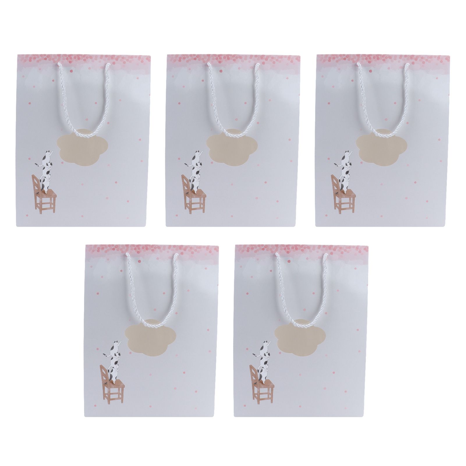 5Pcs Paper Bag Unique Cartoon Portable Shopping Tote Presents Bag for Gift view 3