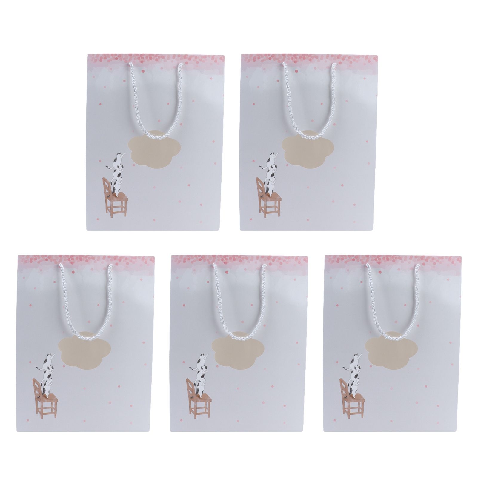 5Pcs Paper Bag Unique Cartoon Portable Shopping Tote Presents Bag for Gift view 4
