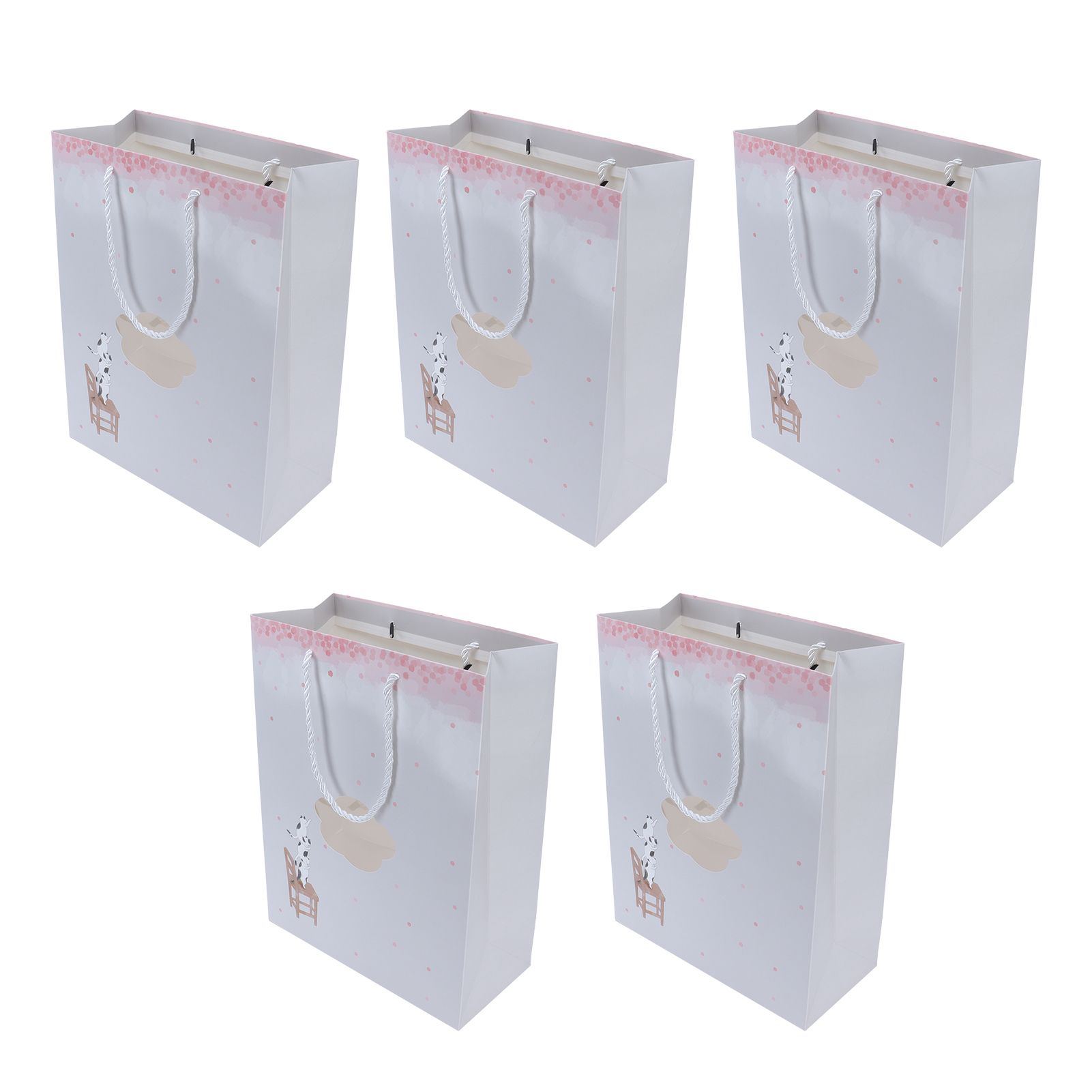 5Pcs Paper Bag Unique Cartoon Portable Shopping Tote Presents Bag for Gift view 5