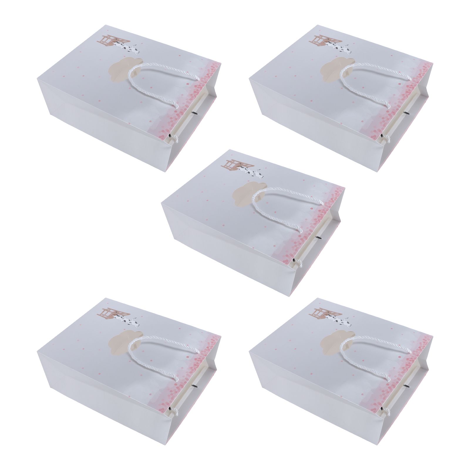 5Pcs Paper Bag Unique Cartoon Portable Shopping Tote Presents Bag for Gift view 7