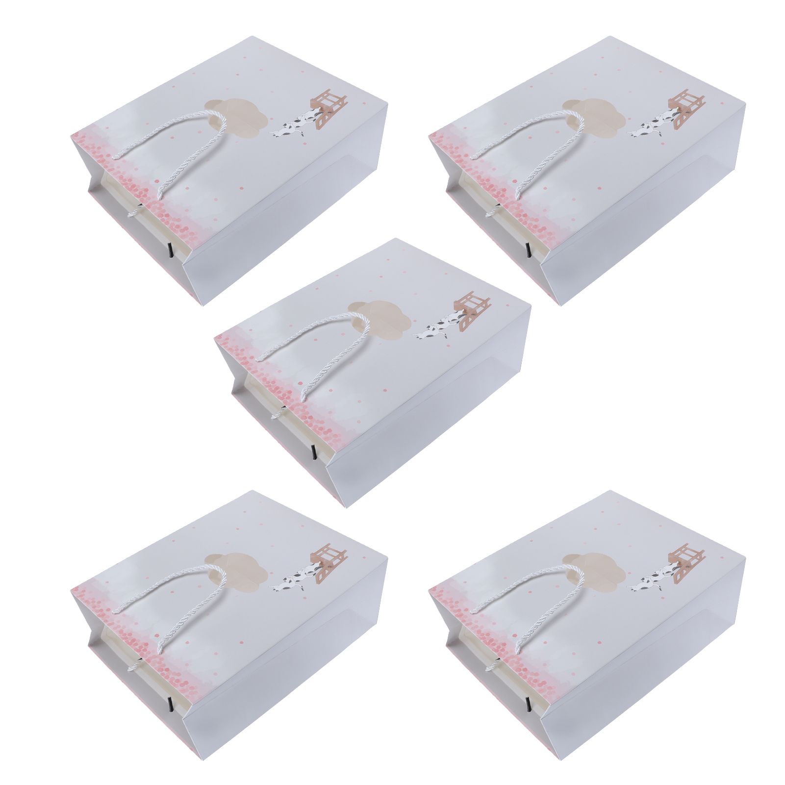 5Pcs Paper Bag Unique Cartoon Portable Shopping Tote Presents Bag for Gift view 9