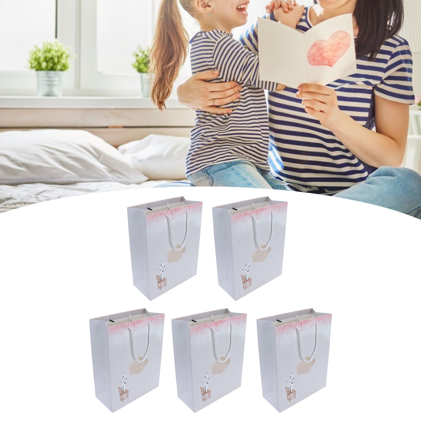 5Pcs Paper Bag Unique Cartoon Portable Shopping Tote Presents Bag for Gift view 12