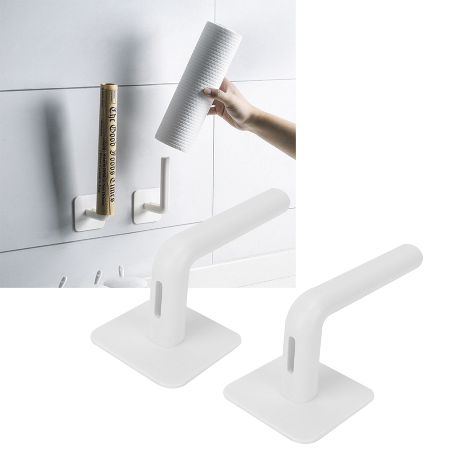 2Pcs Storage Stand WallMounted PunchFree Roll Paper Shelf Organizer for view 11
