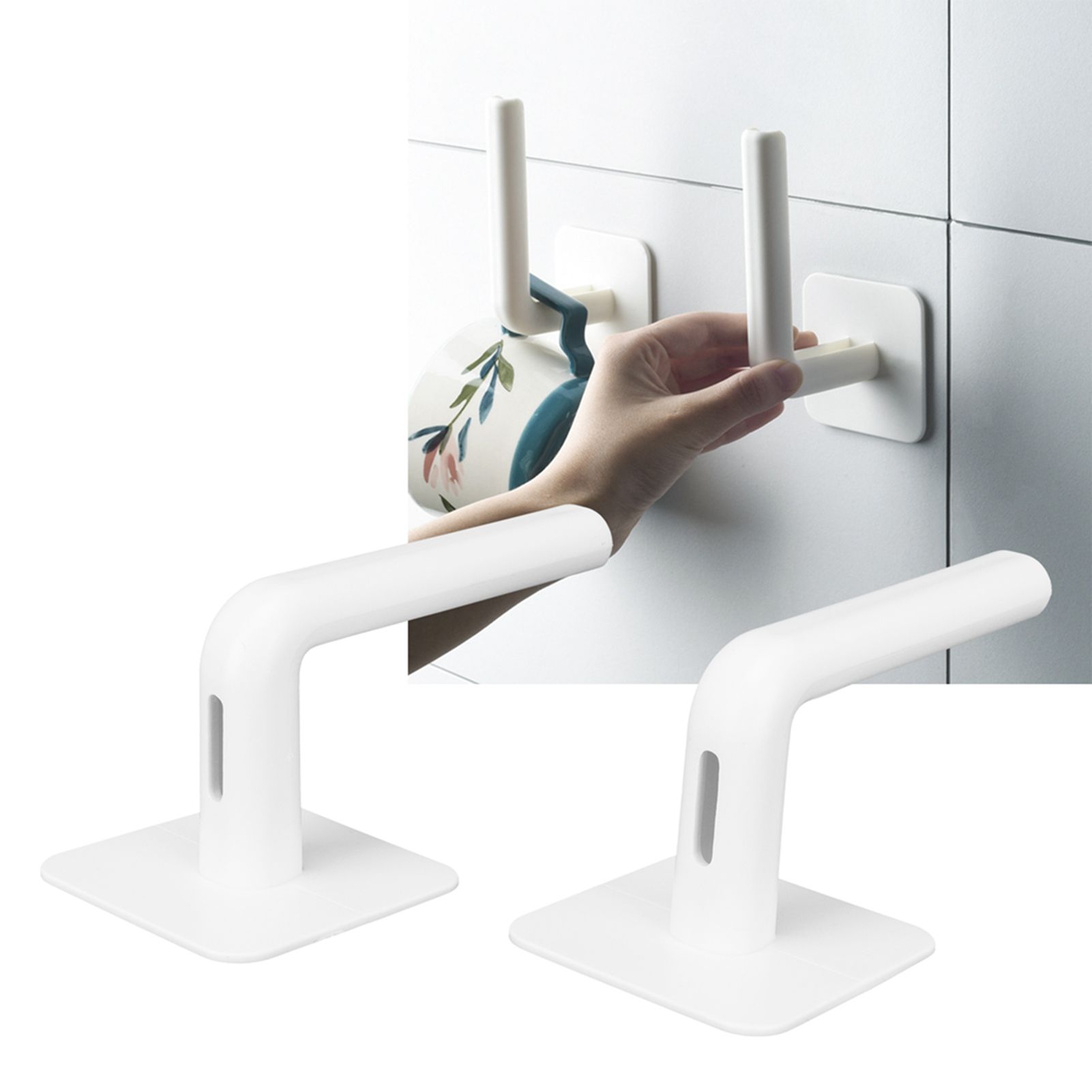 2Pcs Storage Stand WallMounted PunchFree Roll Paper Shelf Organizer for view 12