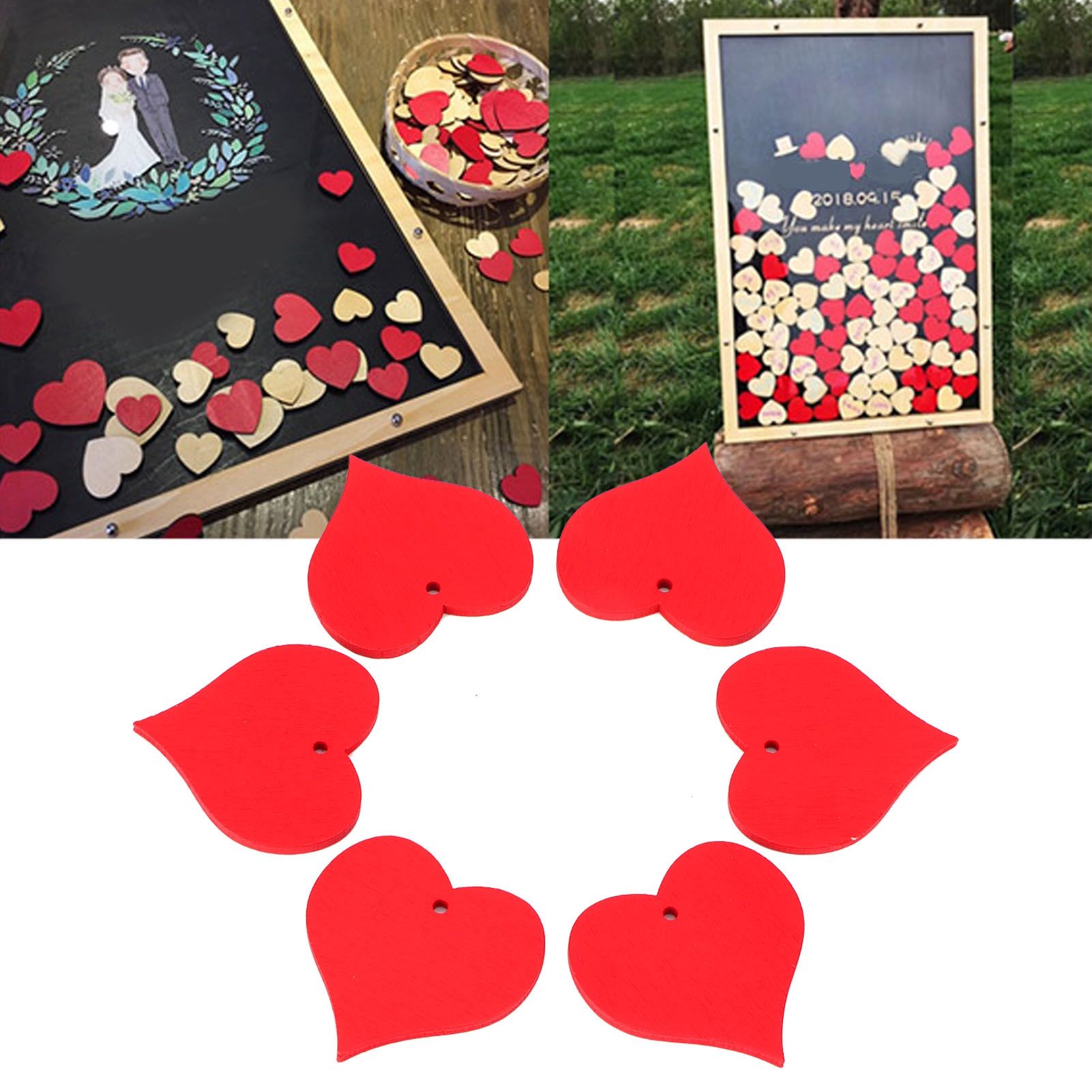 100Pcs Wood Slices HandMade Red HeartShaped Pendant Crafts DIY Wedding Decoration view 11