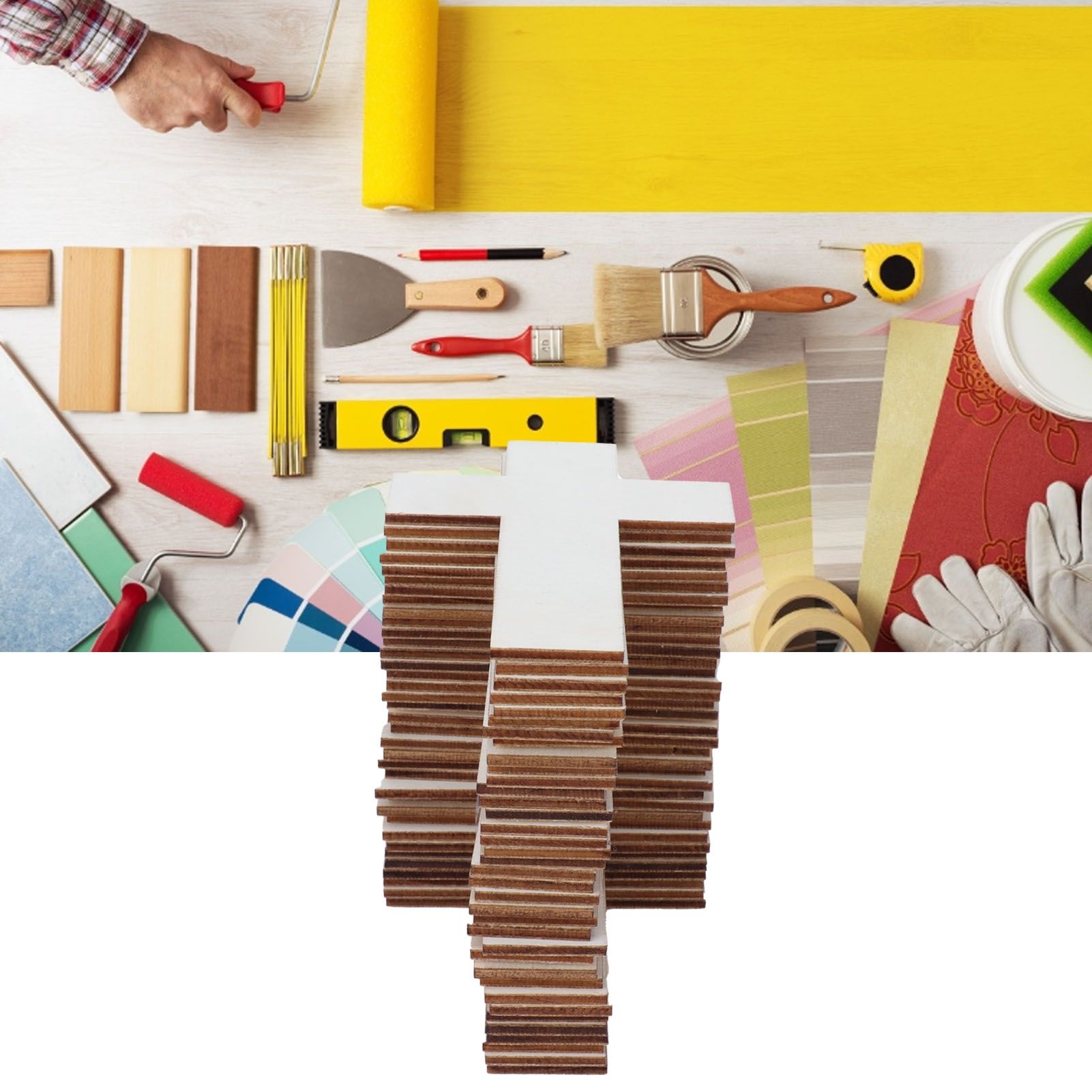 36Pcs Wooden Cross Ornaments DIY Crafts Kits for Family Dining Table Wedding Party view 11