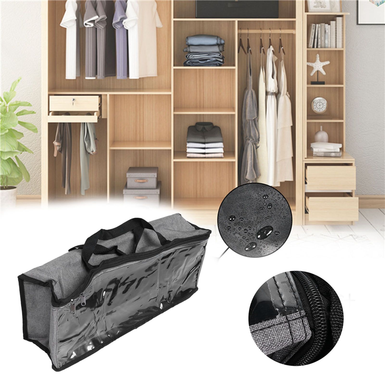 PVC Storage Bag Organizer Dustproof Zippered Tote Bag with Handles Home Travel view 11