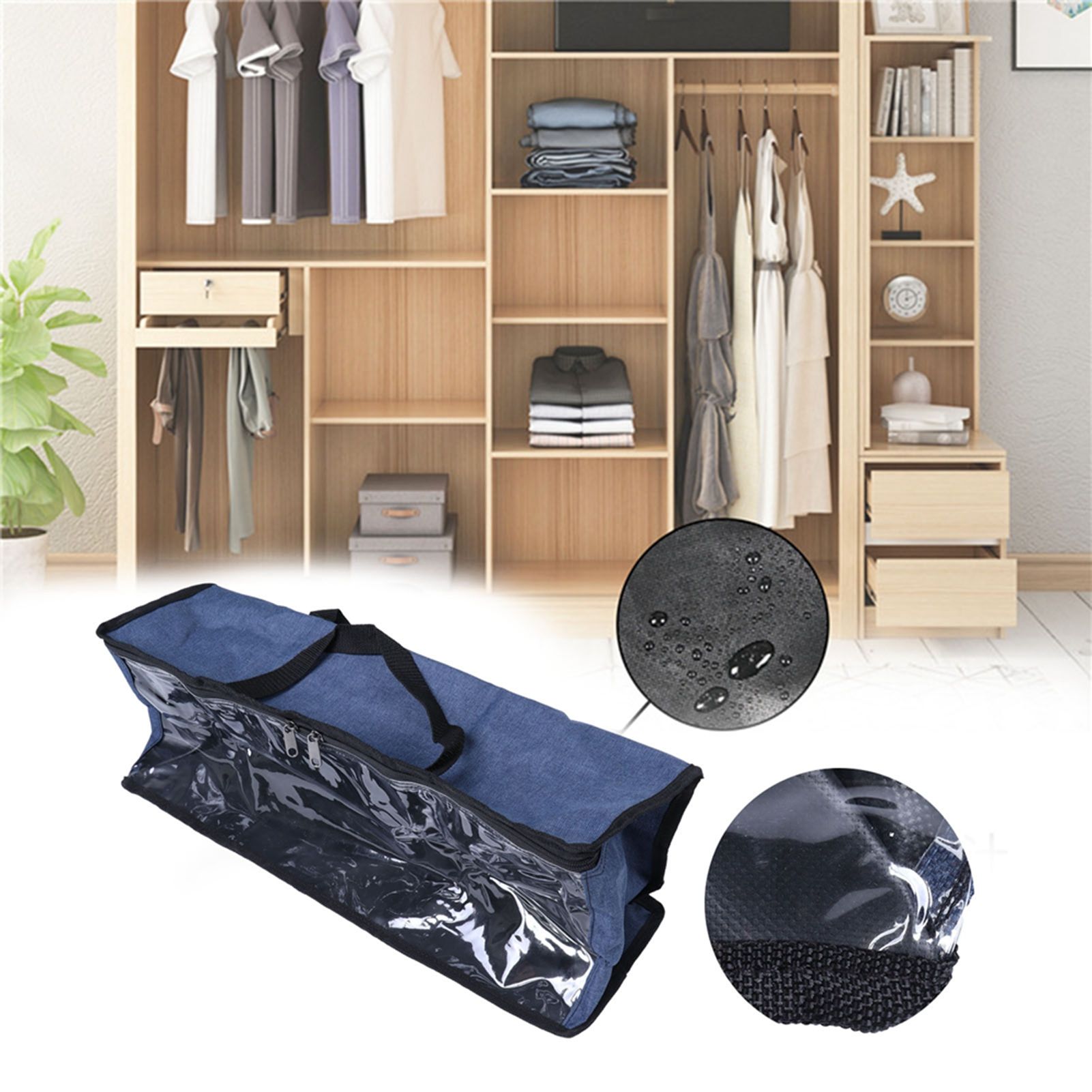 PVC Storage Bag Organizer Dustproof Zippered Tote Bag with Handles Home Travel view 11
