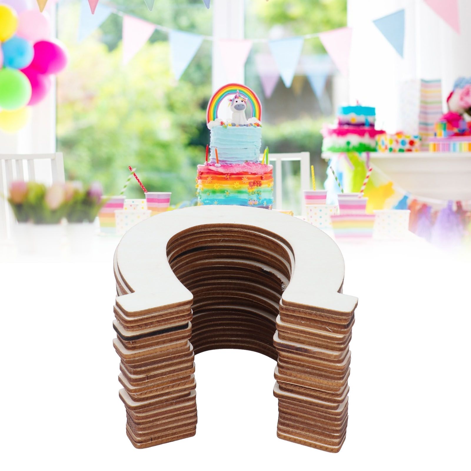 24Pcs DIY Wood Slices Horseshoe Shape Unfinished Cutouts Pendant HandMade view 11