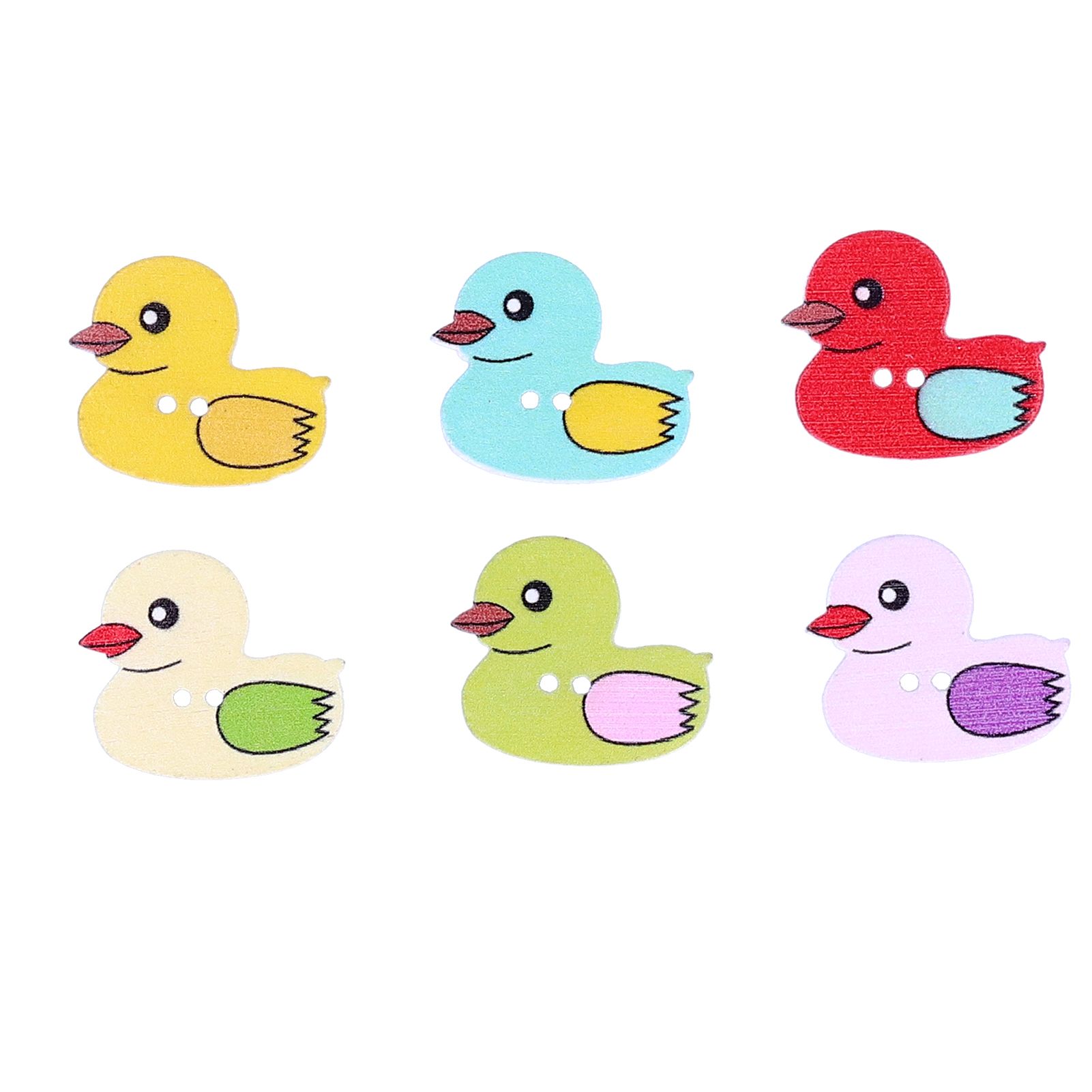 50Pcs DIY Wood Buttons Cute Cartoon Duck Pattern Buttons for DIY Crafts view 3
