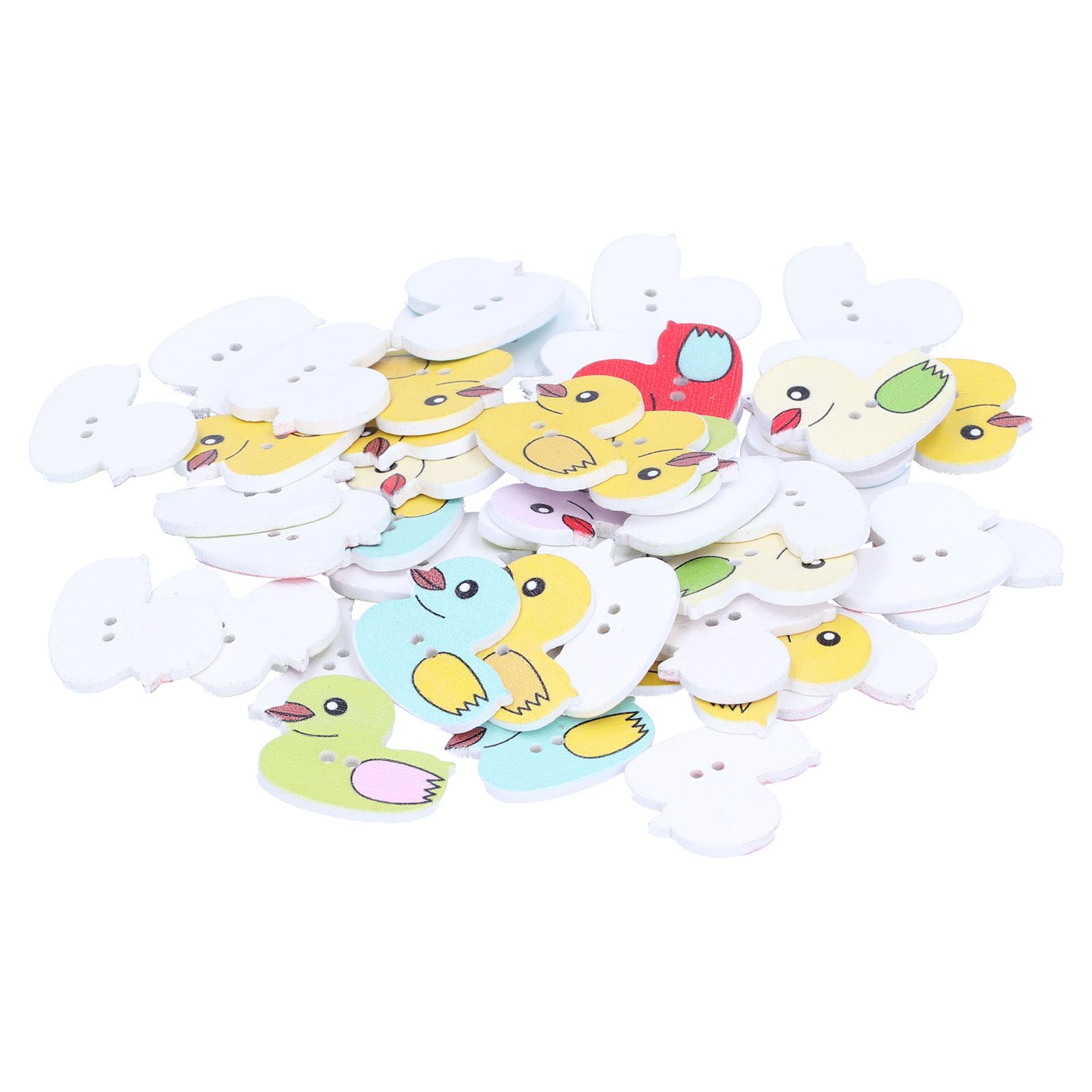 50Pcs DIY Wood Buttons Cute Cartoon Duck Pattern Buttons for DIY Crafts view 6