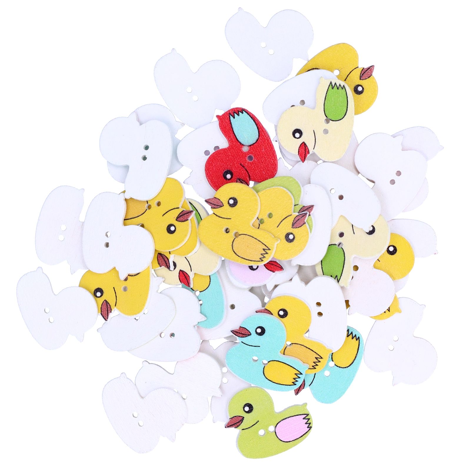 50Pcs DIY Wood Buttons Cute Cartoon Duck Pattern Buttons for DIY Crafts view 8