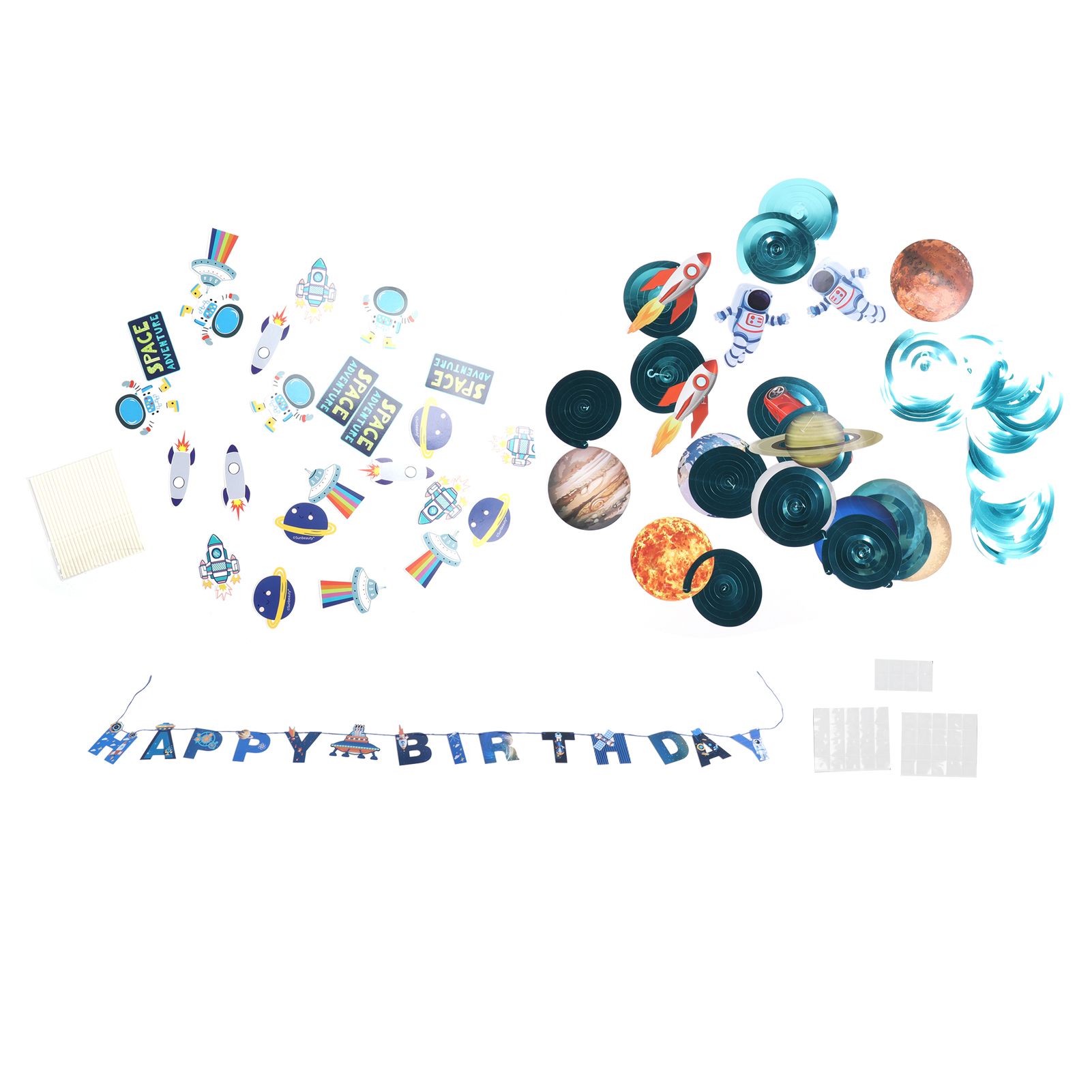 Space Theme Hanging Decoration Spiral Garlands Happy Birthday Banners for view 2