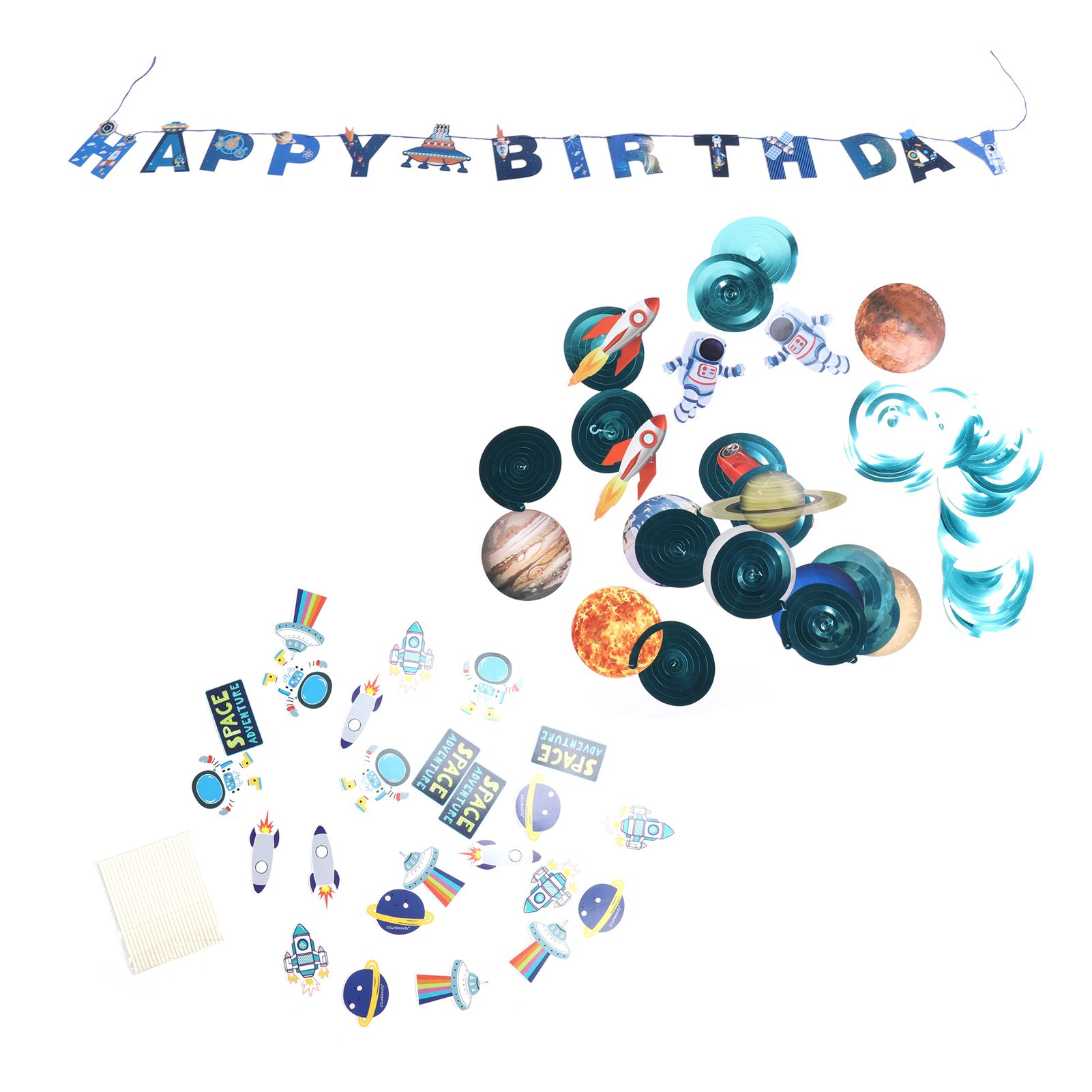 Space Theme Hanging Decoration Spiral Garlands Happy Birthday Banners for view 7