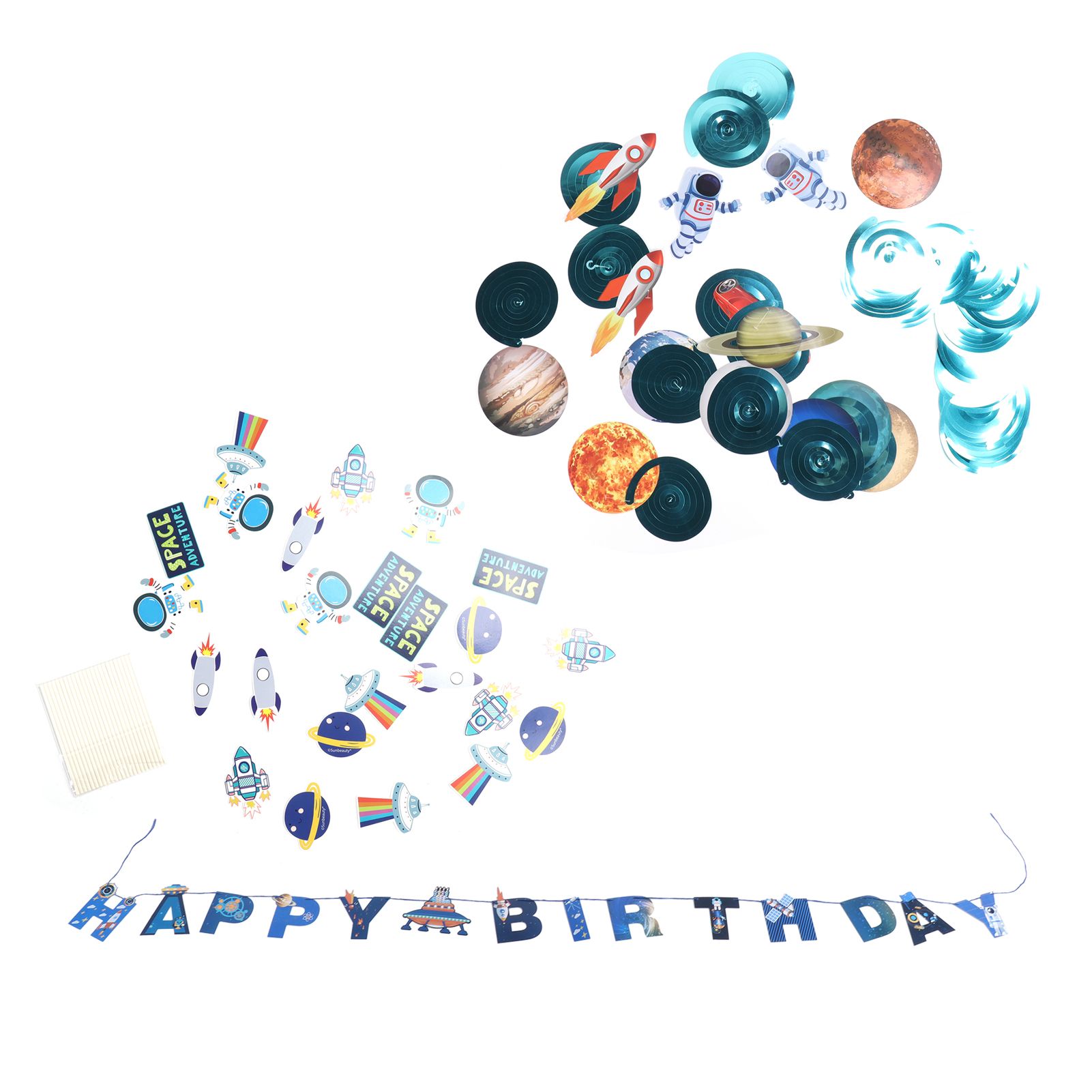Space Theme Hanging Decoration Spiral Garlands Happy Birthday Banners for view 8