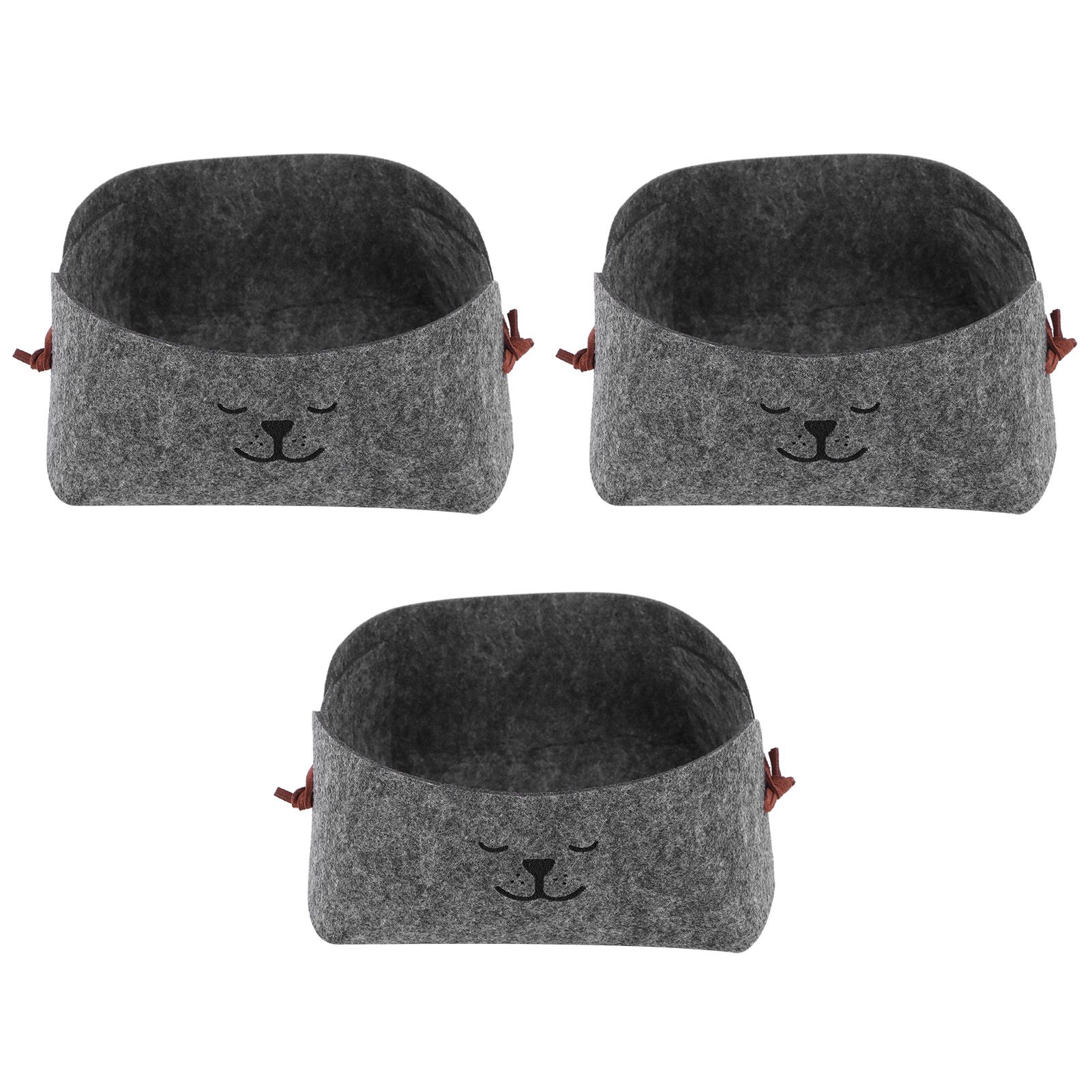 3Pcs/Set Storage Basket Felt Desktop Storage Box Folding Storage Organizer for view 2
