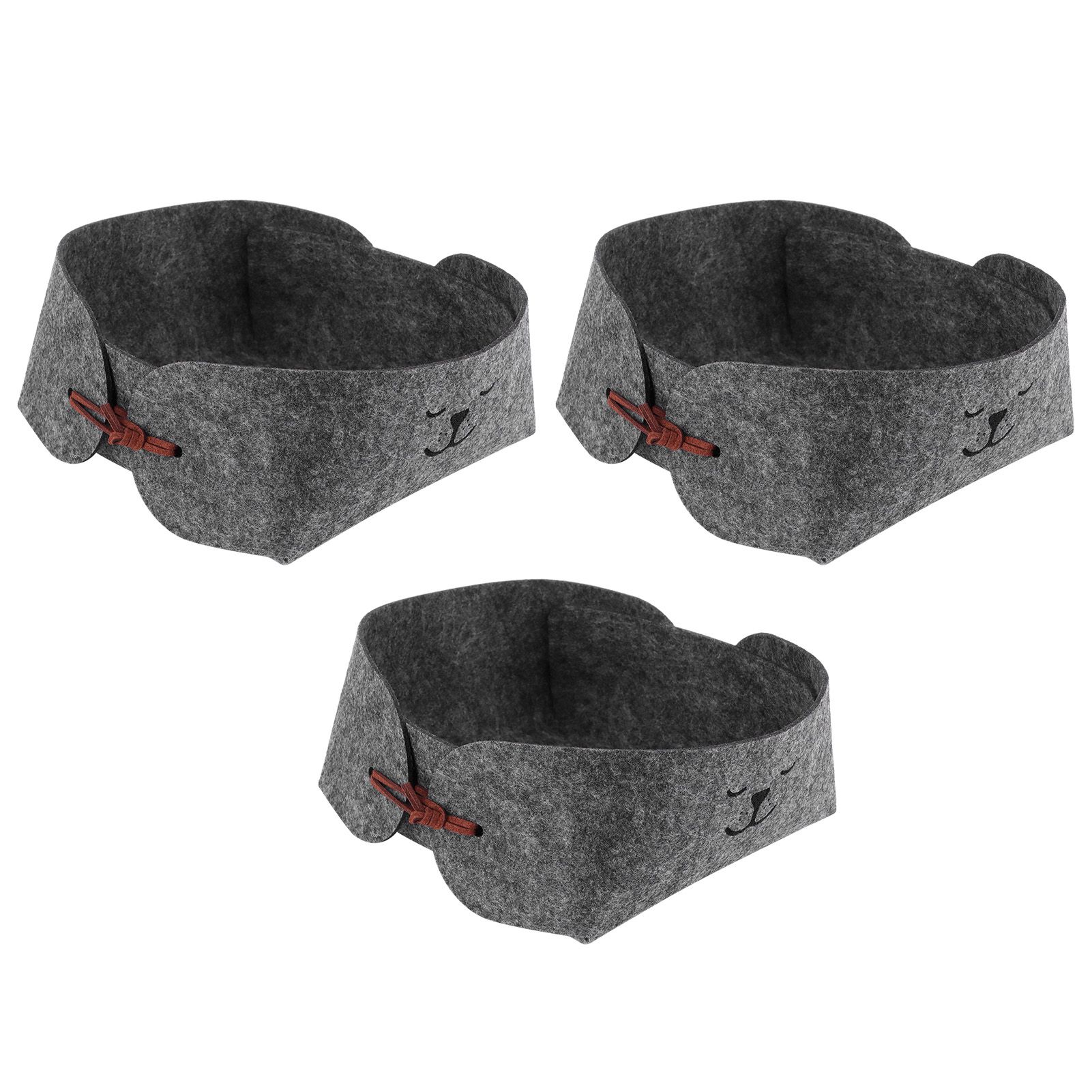 3Pcs/Set Storage Basket Felt Desktop Storage Box Folding Storage Organizer for view 4