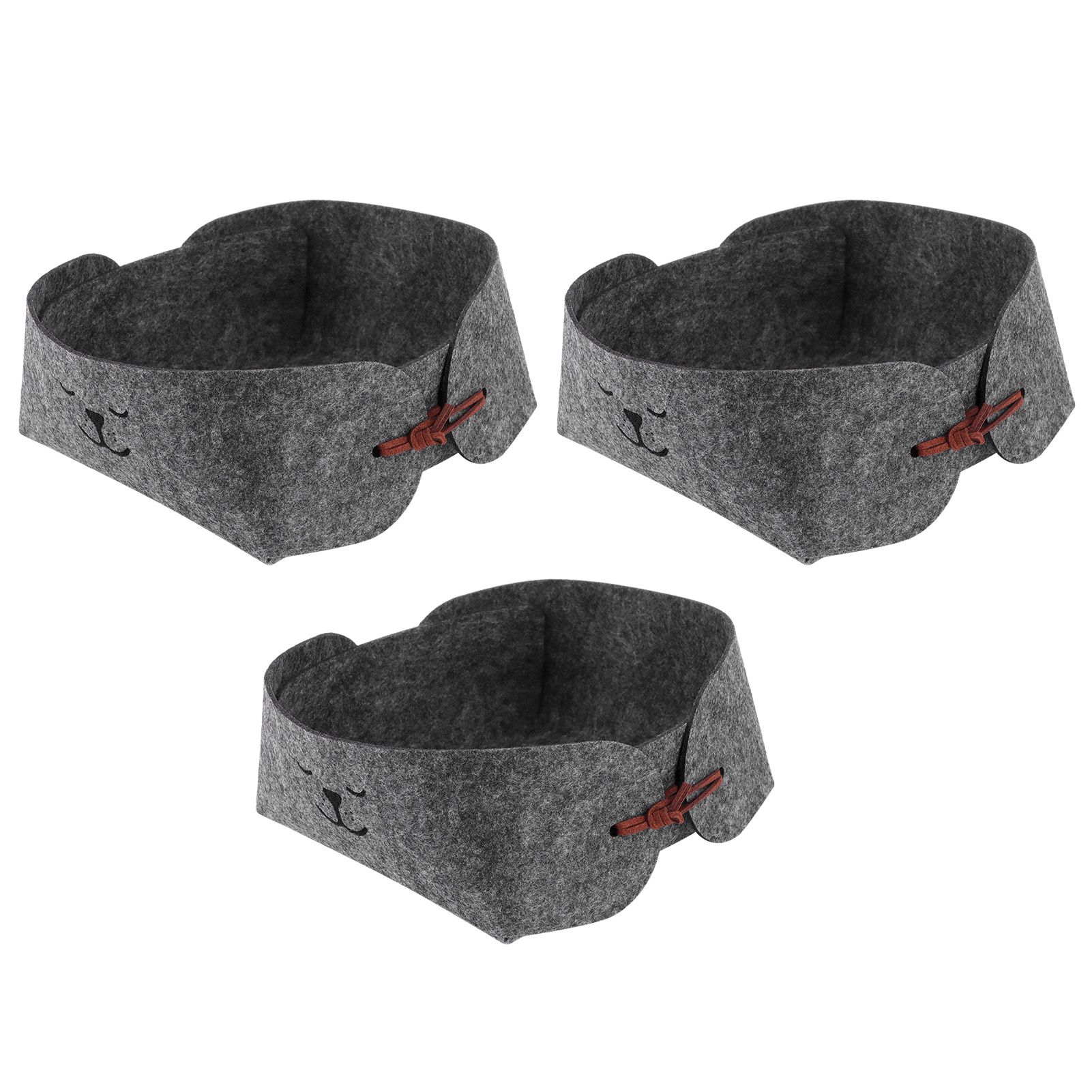 3Pcs/Set Storage Basket Felt Desktop Storage Box Folding Storage Organizer for view 5
