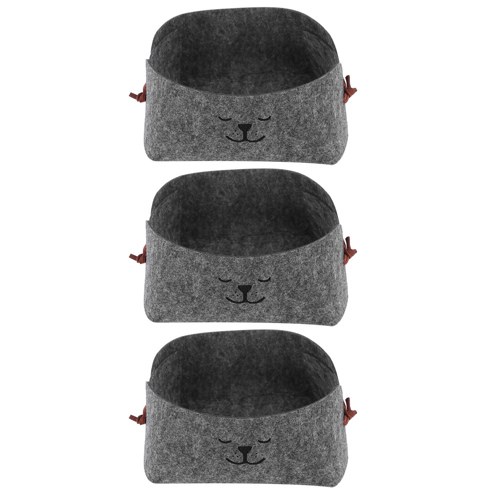 3Pcs/Set Storage Basket Felt Desktop Storage Box Folding Storage Organizer for view 6