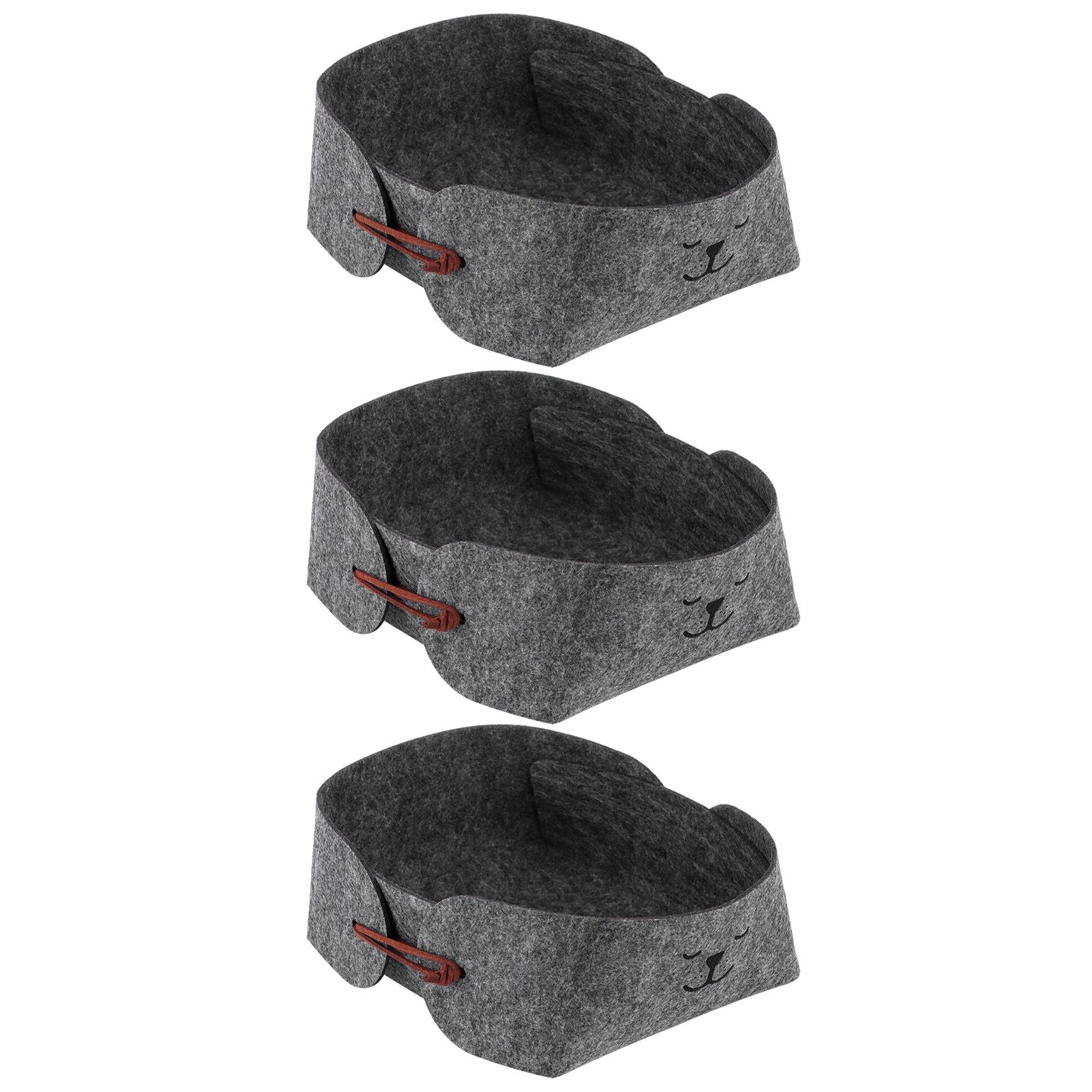 3Pcs/Set Storage Basket Felt Desktop Storage Box Folding Storage Organizer for view 7