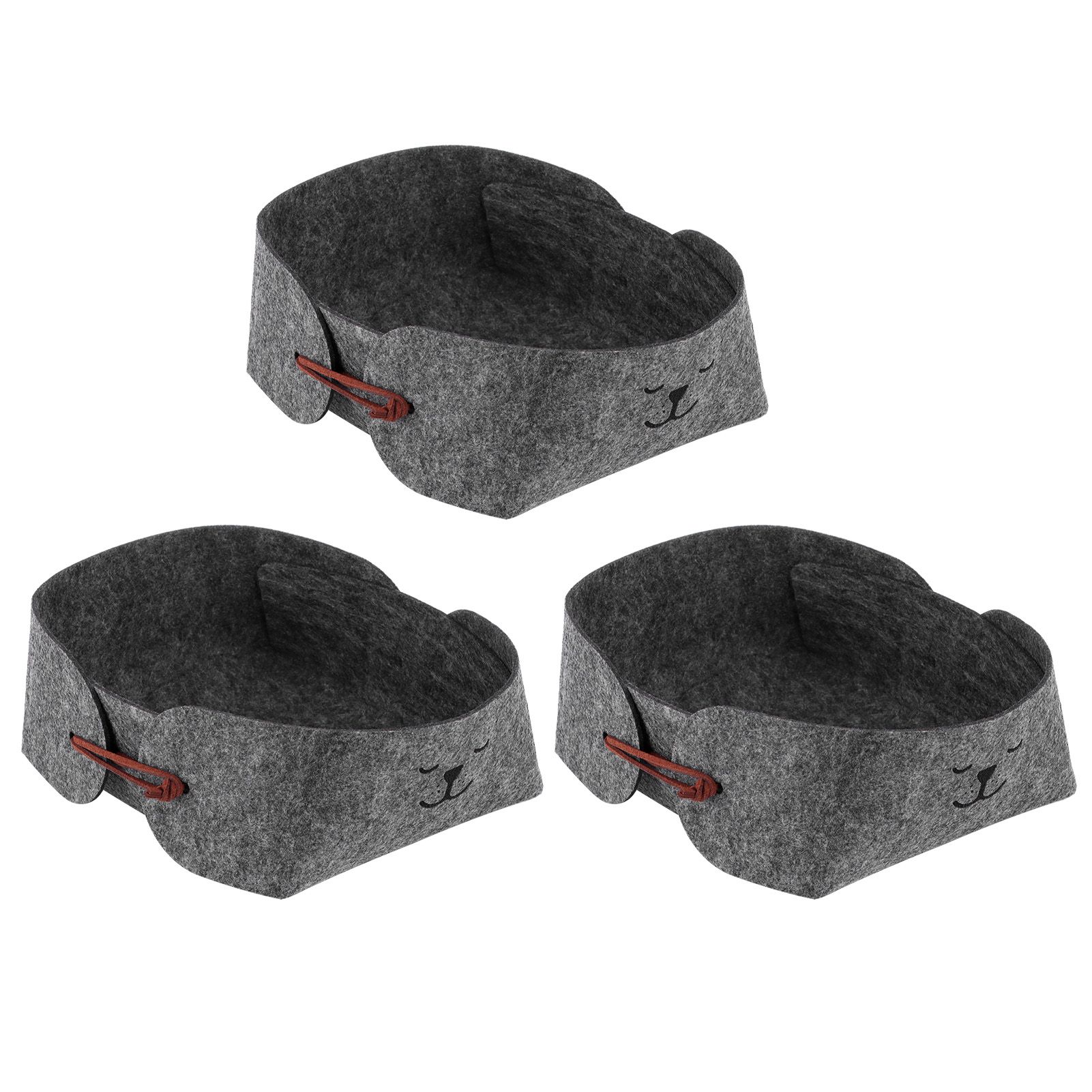 3Pcs/Set Storage Basket Felt Desktop Storage Box Folding Storage Organizer for view 8