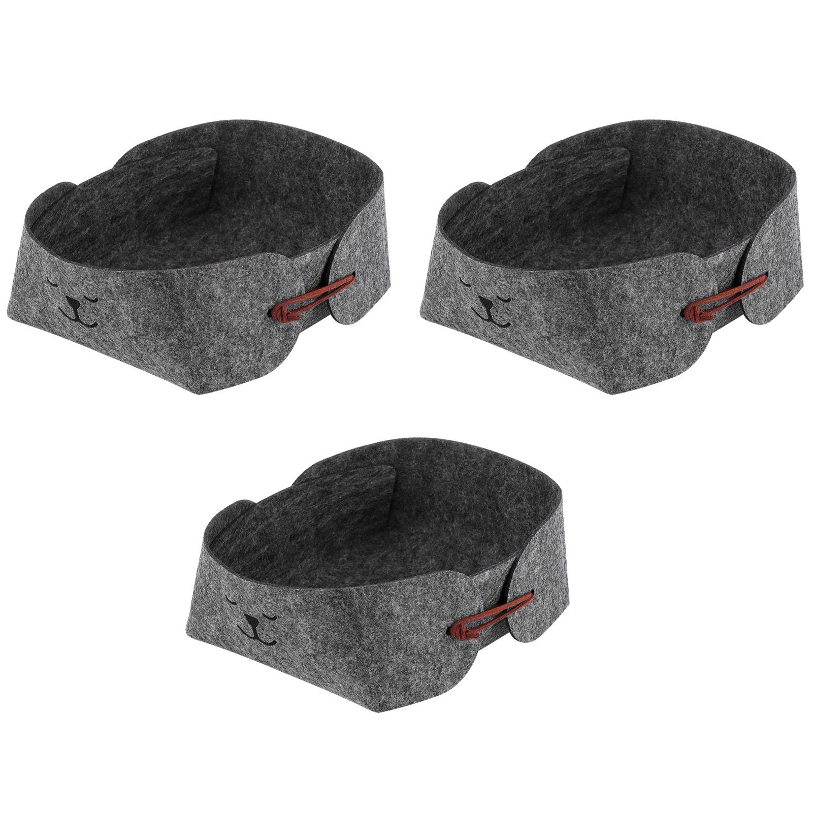 3Pcs/Set Storage Basket Felt Desktop Storage Box Folding Storage Organizer for view 9