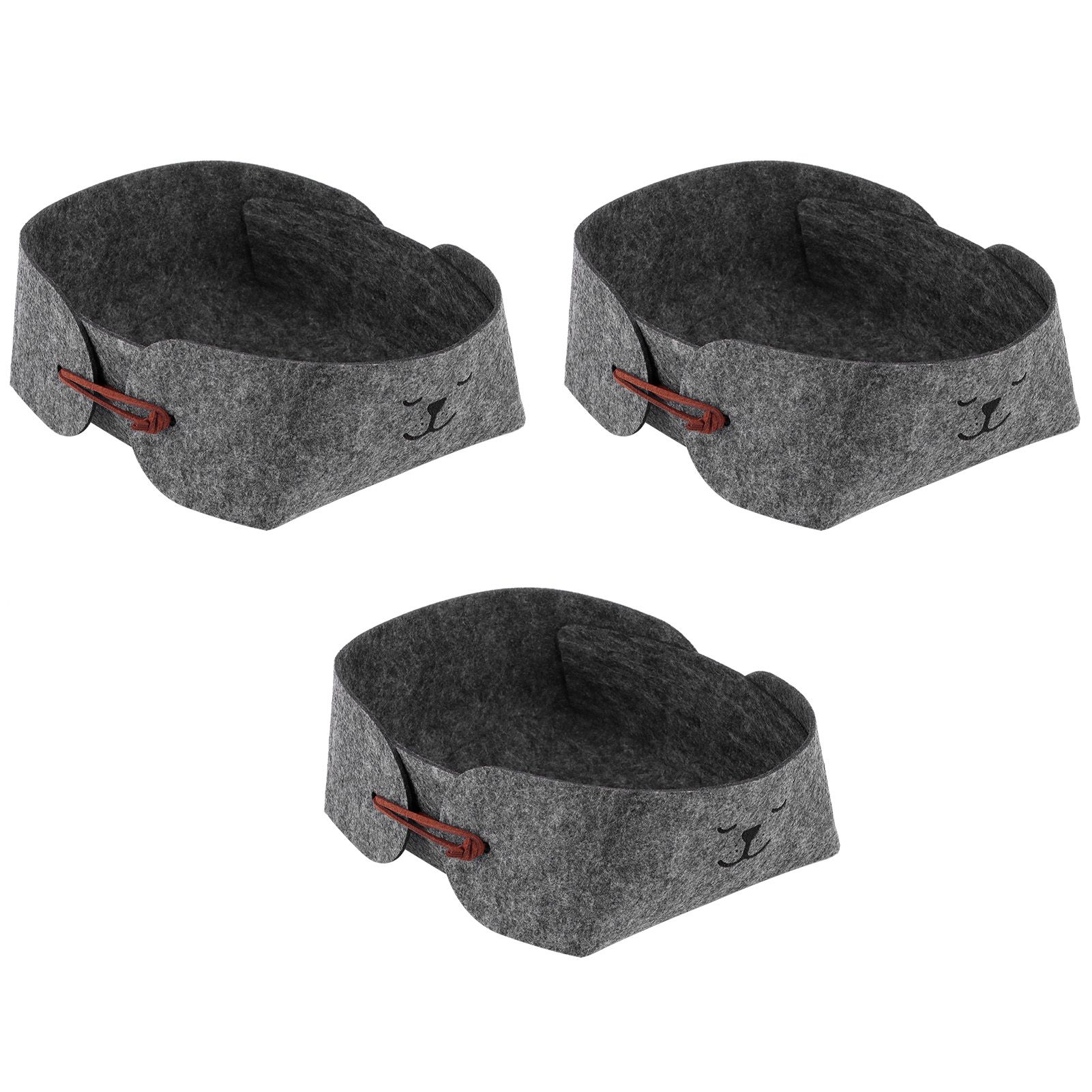 3Pcs/Set Storage Basket Felt Desktop Storage Box Folding Storage Organizer for view 10