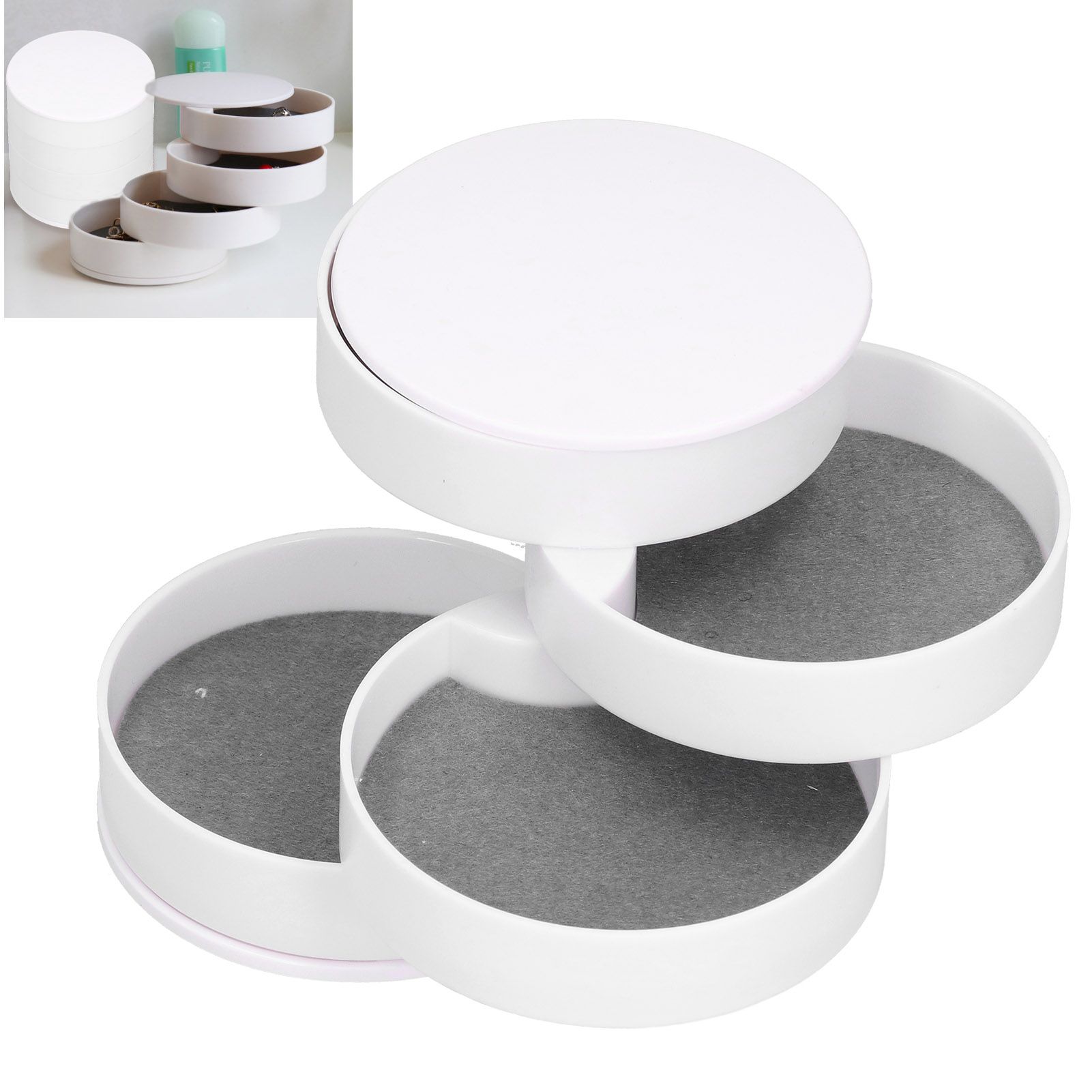 MultiLayer Jewelry Box Dustproof Rotating Storage Container Organizer for view 11