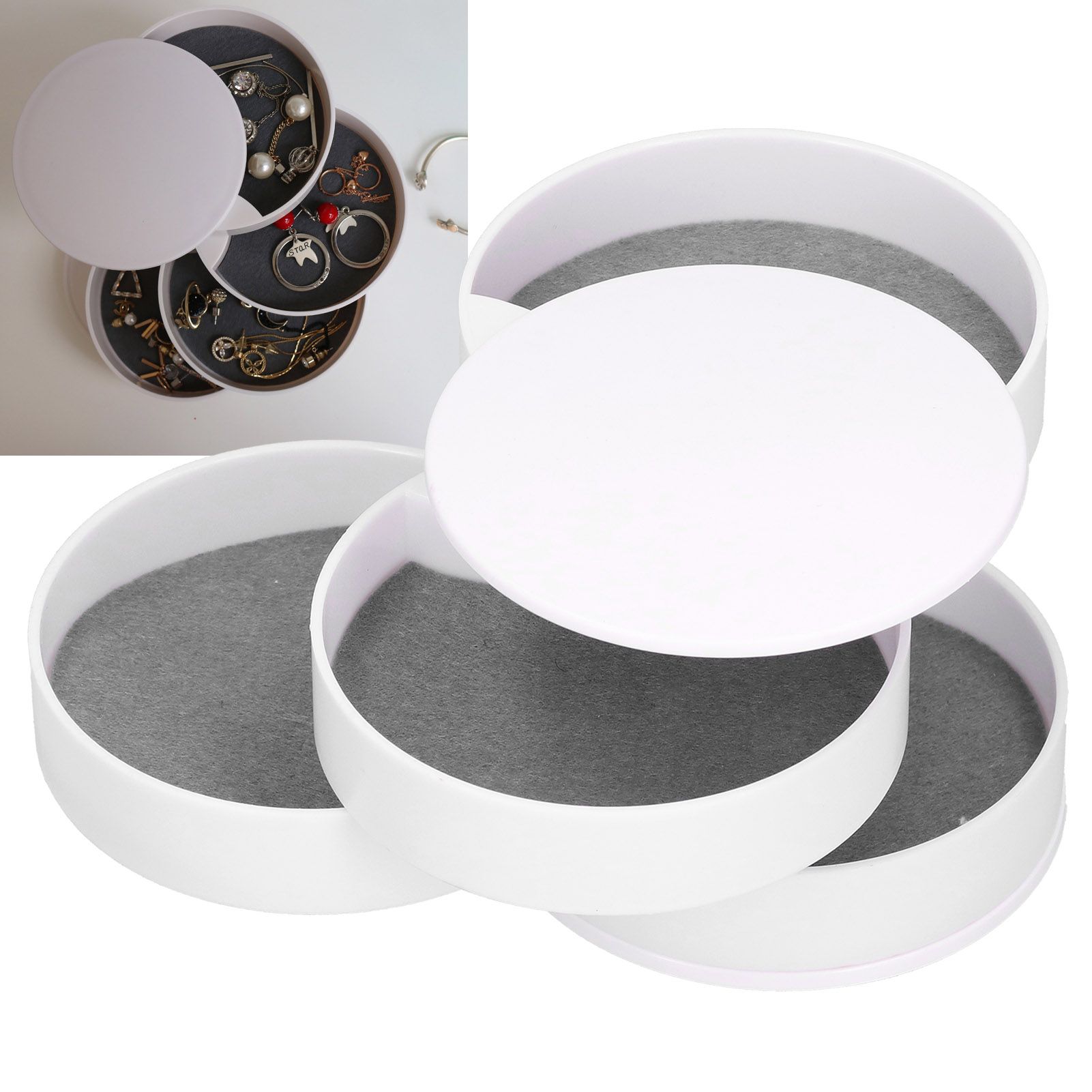 MultiLayer Jewelry Box Dustproof Rotating Storage Container Organizer for view 12