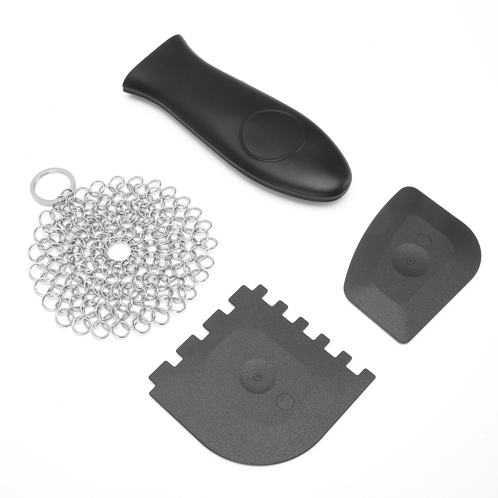 Stainless Steel Cast Iron Cleaner Scrubber Toothed Scraper Pot Handle Cover
