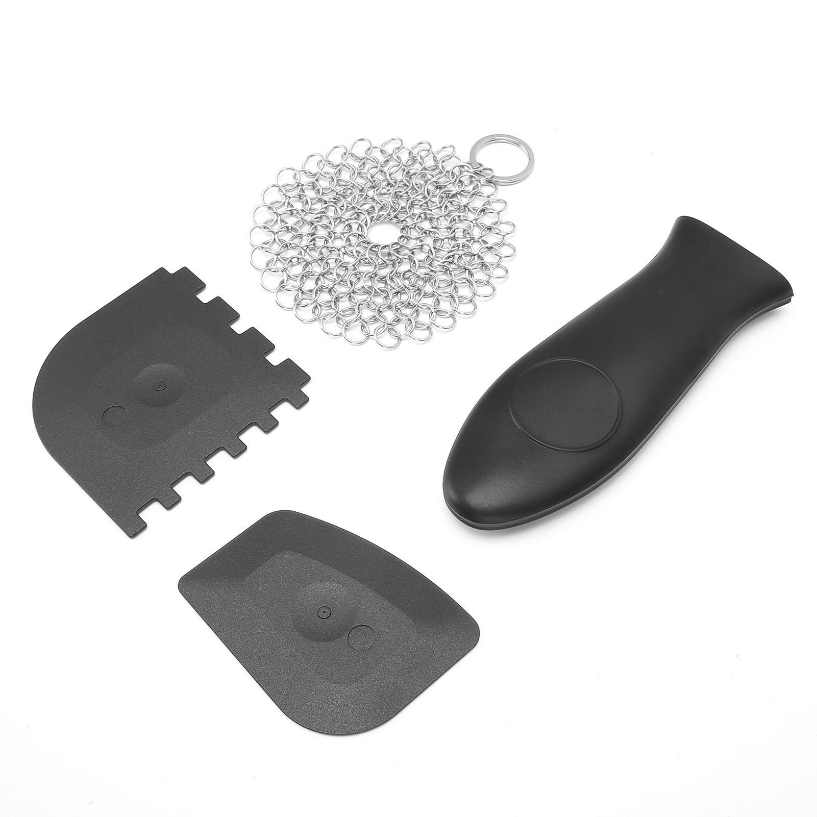 Stainless Steel Cast Iron Cleaner Scrubber Toothed Scraper Pot Handle Cover view 3