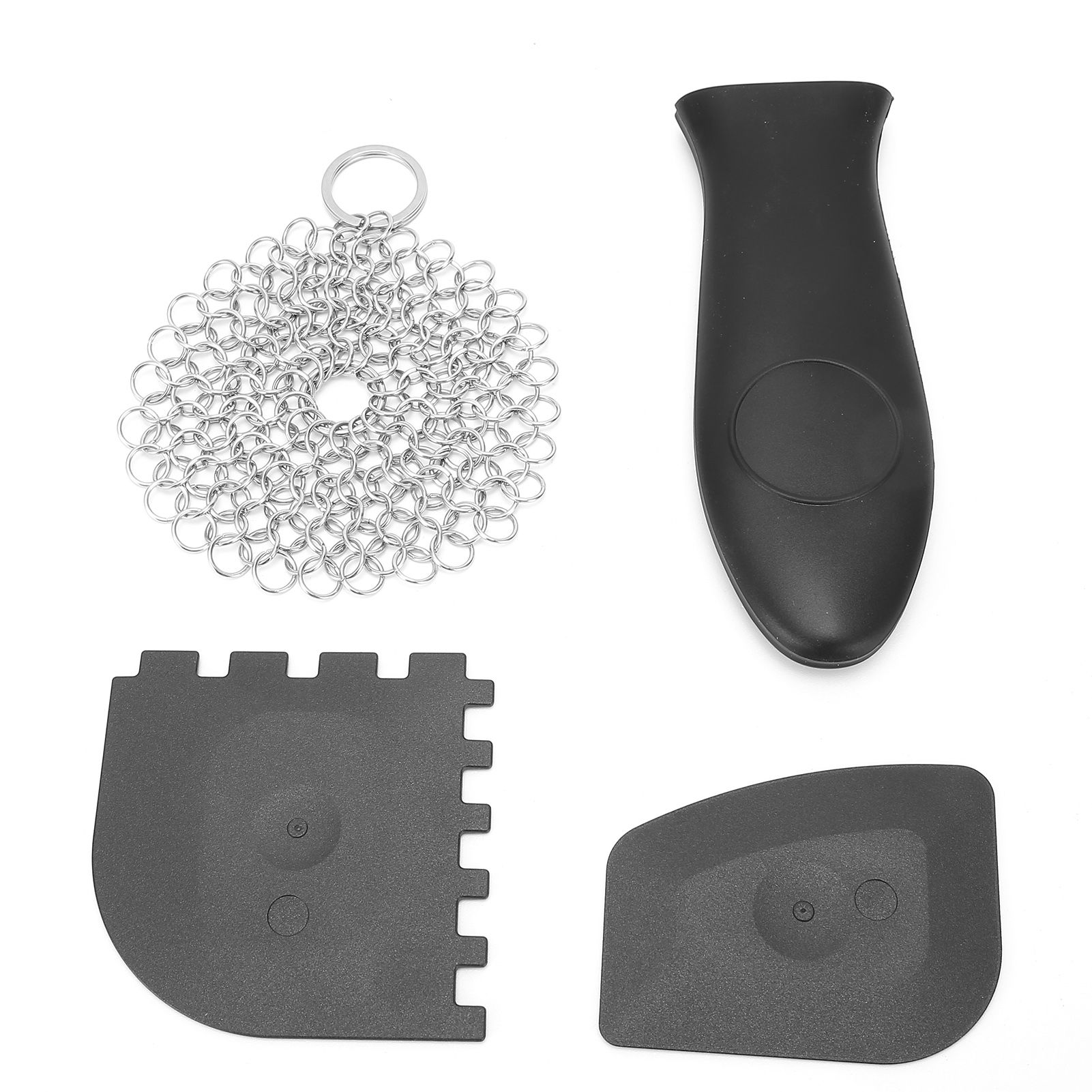 Stainless Steel Cast Iron Cleaner Scrubber Toothed Scraper Pot Handle Cover view 4