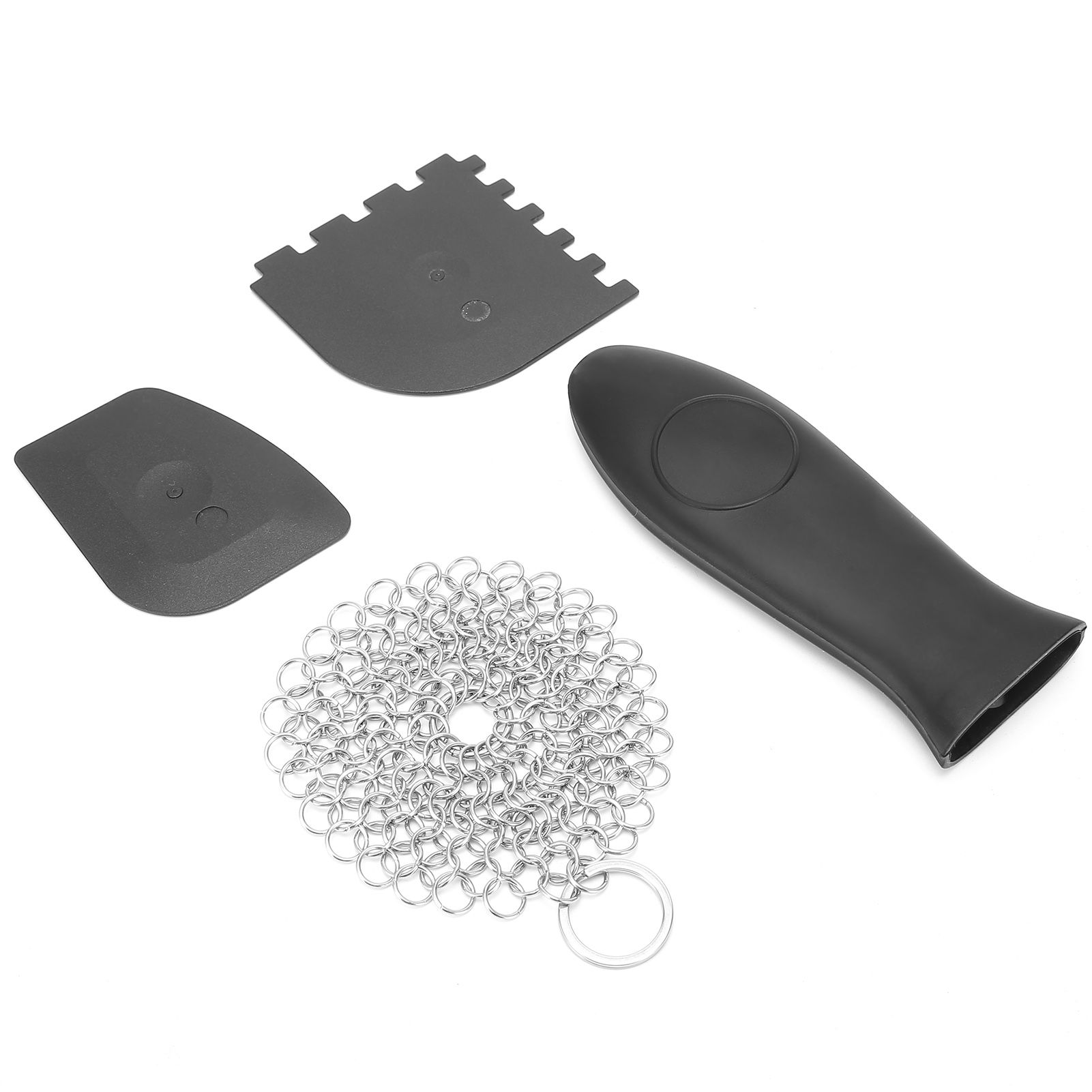 Stainless Steel Cast Iron Cleaner Scrubber Toothed Scraper Pot Handle Cover view 6