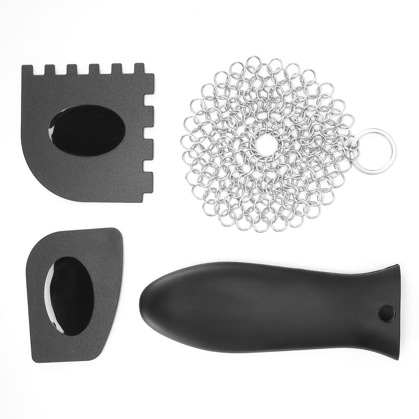 Stainless Steel Cast Iron Cleaner Scrubber Toothed Scraper Pot Handle Cover view 7