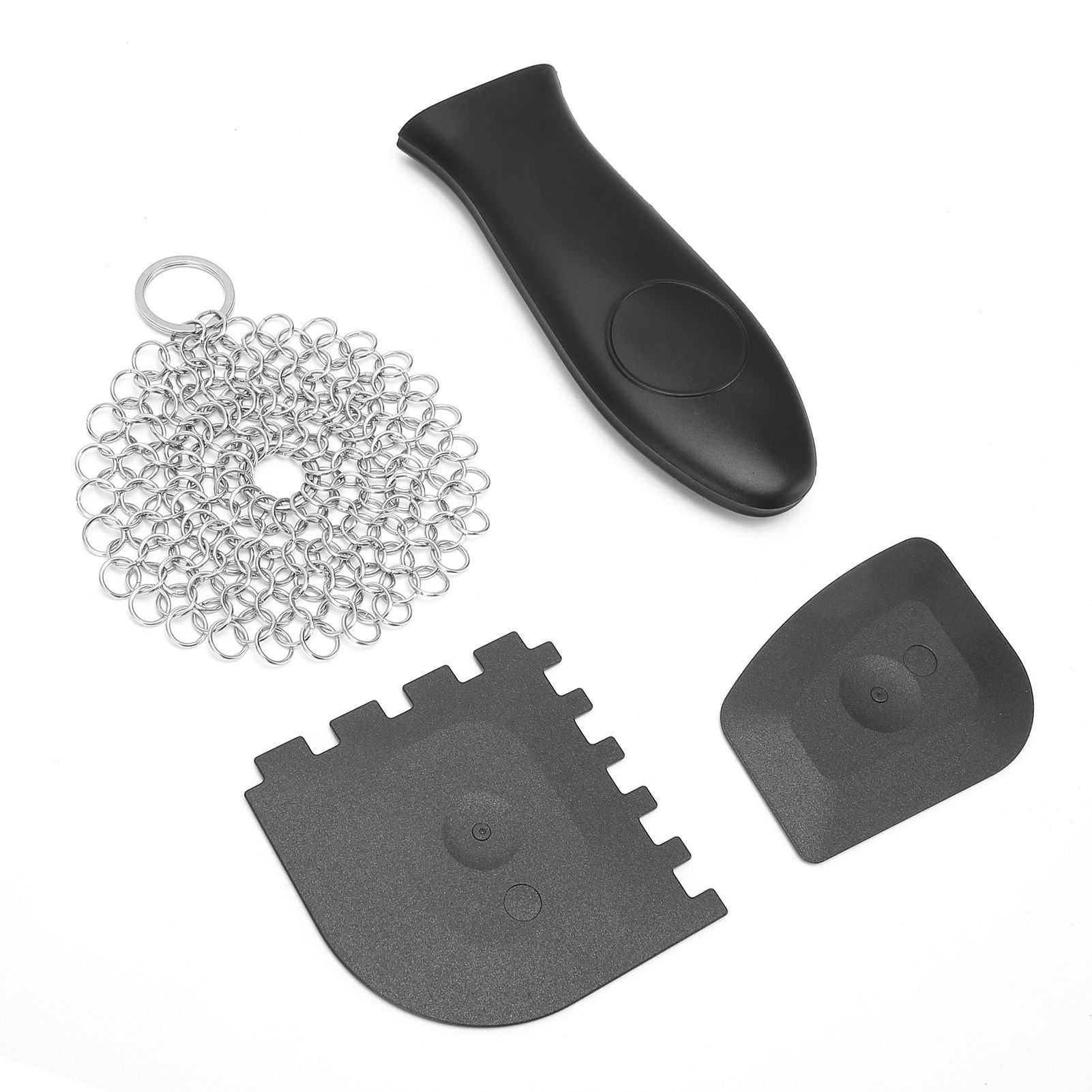 Stainless Steel Cast Iron Cleaner Scrubber Toothed Scraper Pot Handle Cover view 8