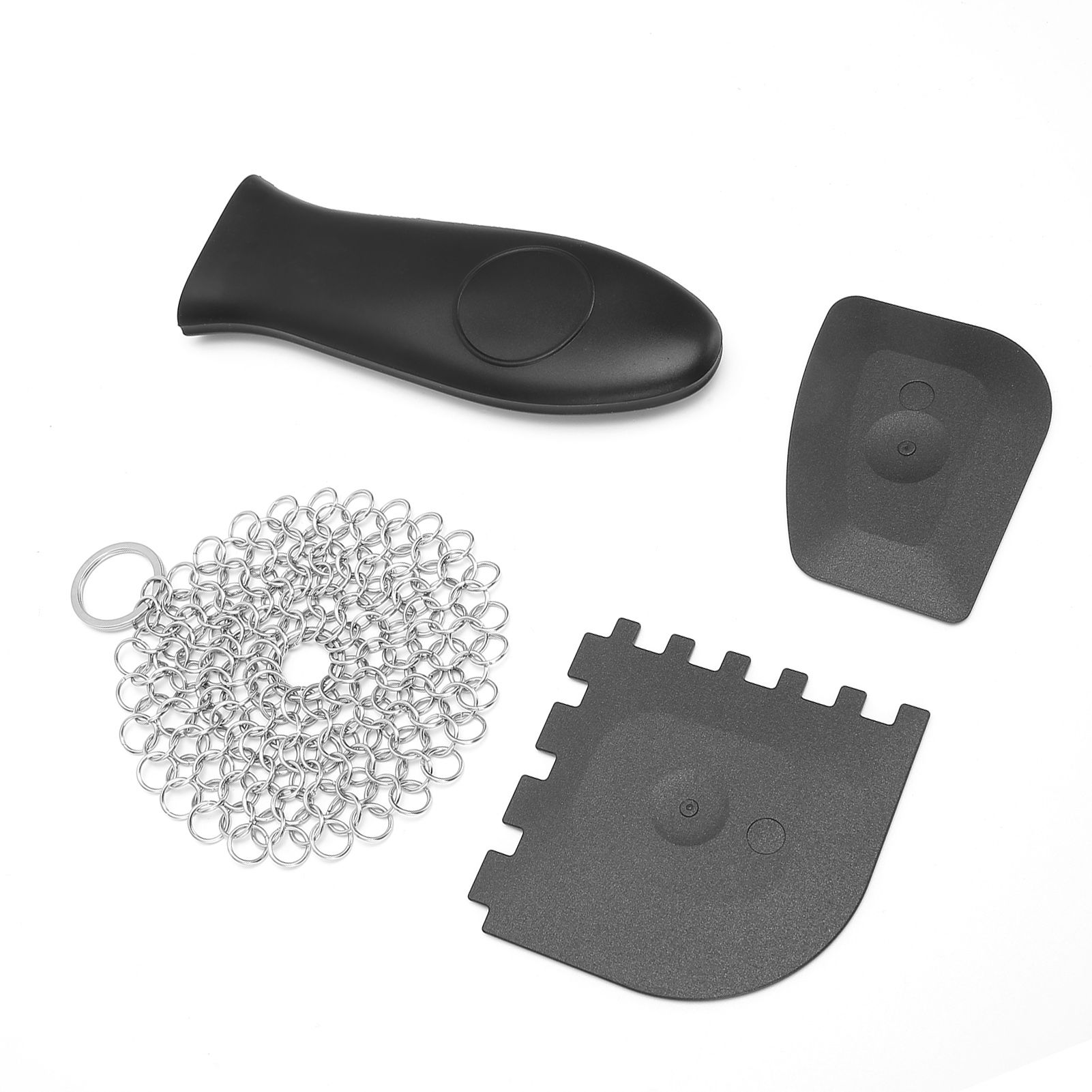 Stainless Steel Cast Iron Cleaner Scrubber Toothed Scraper Pot Handle Cover view 9