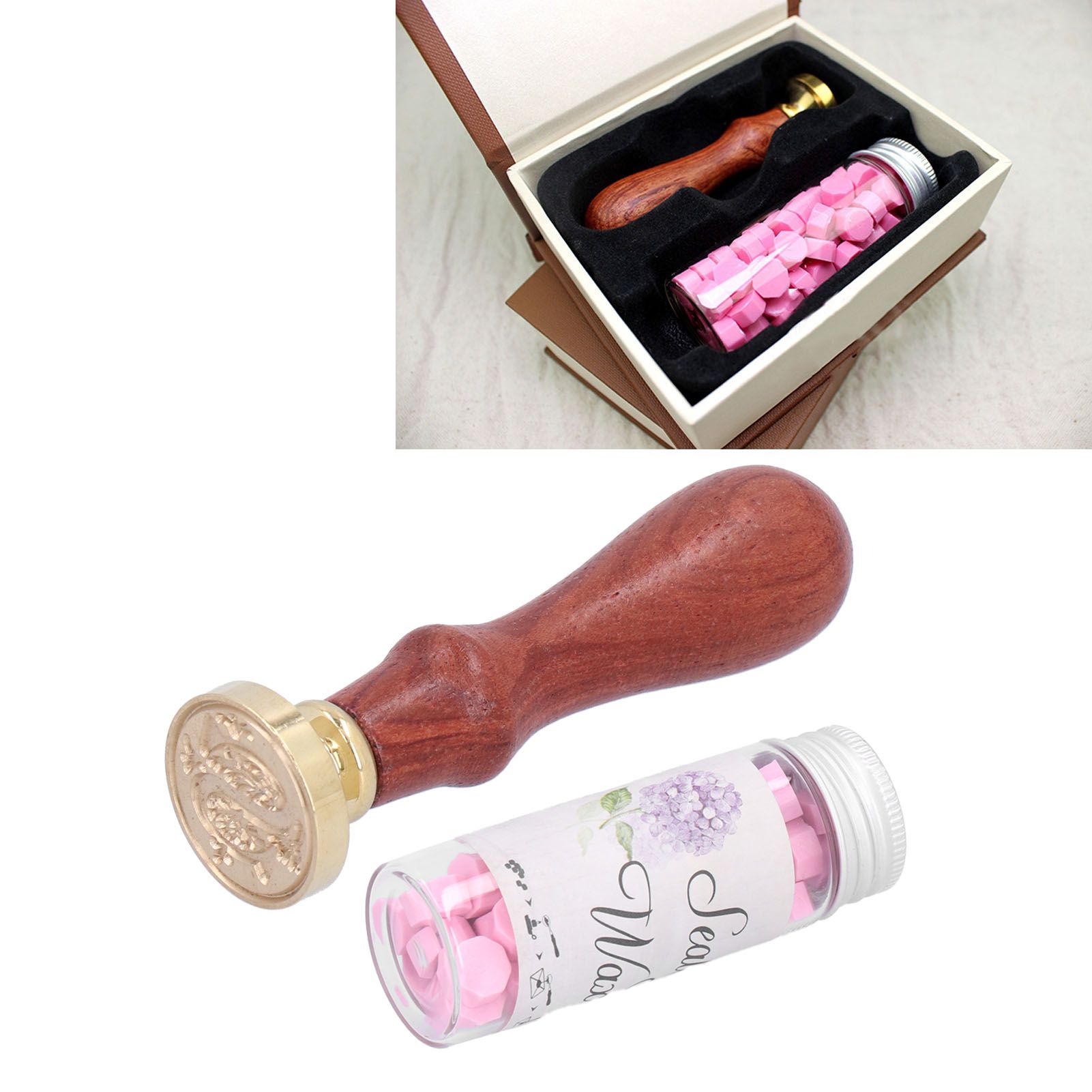 Wax Seal Stamp Handle Kit with Sealing Wax Gift Box Handicrafts Envelope view 11