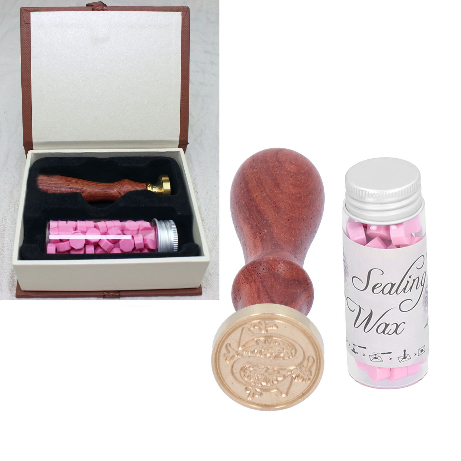 Wax Seal Stamp Handle Kit with Sealing Wax Gift Box Handicrafts Envelope view 12