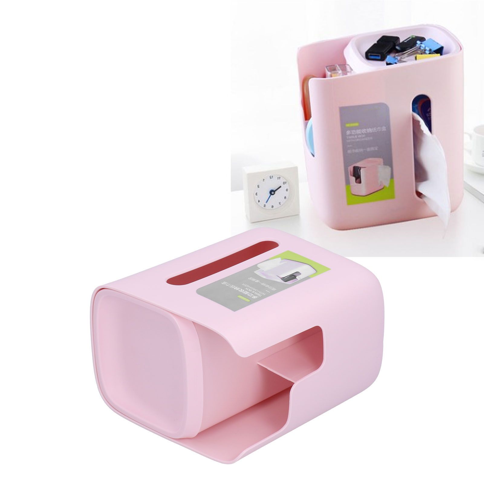 Multifunctional Storage Tissue Box Desktop Storage Box Pumping Box Pink for view 11