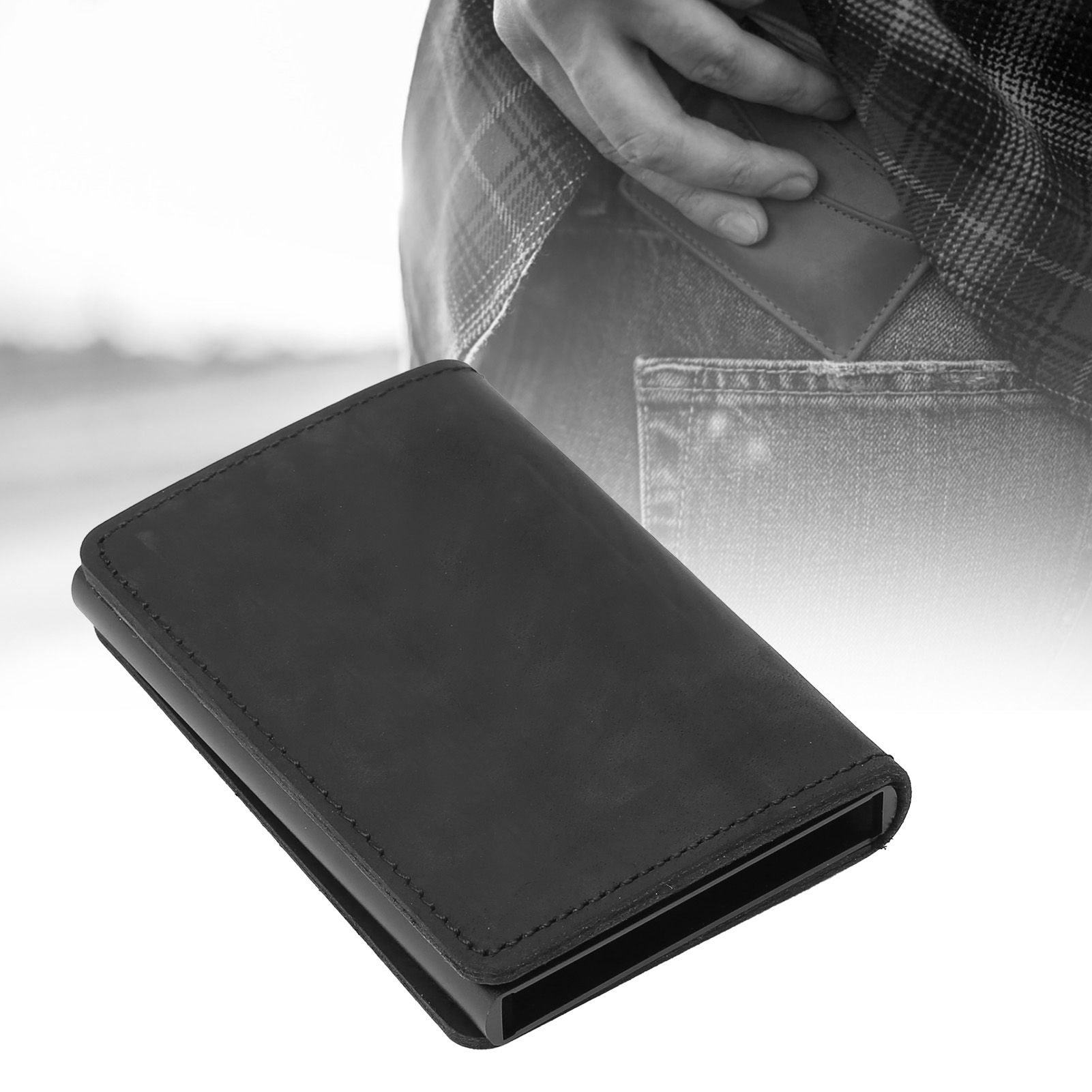 Fashion Slim Credit Card Holder Small Metal Wallet Money Clip Card Bag for Men view 11