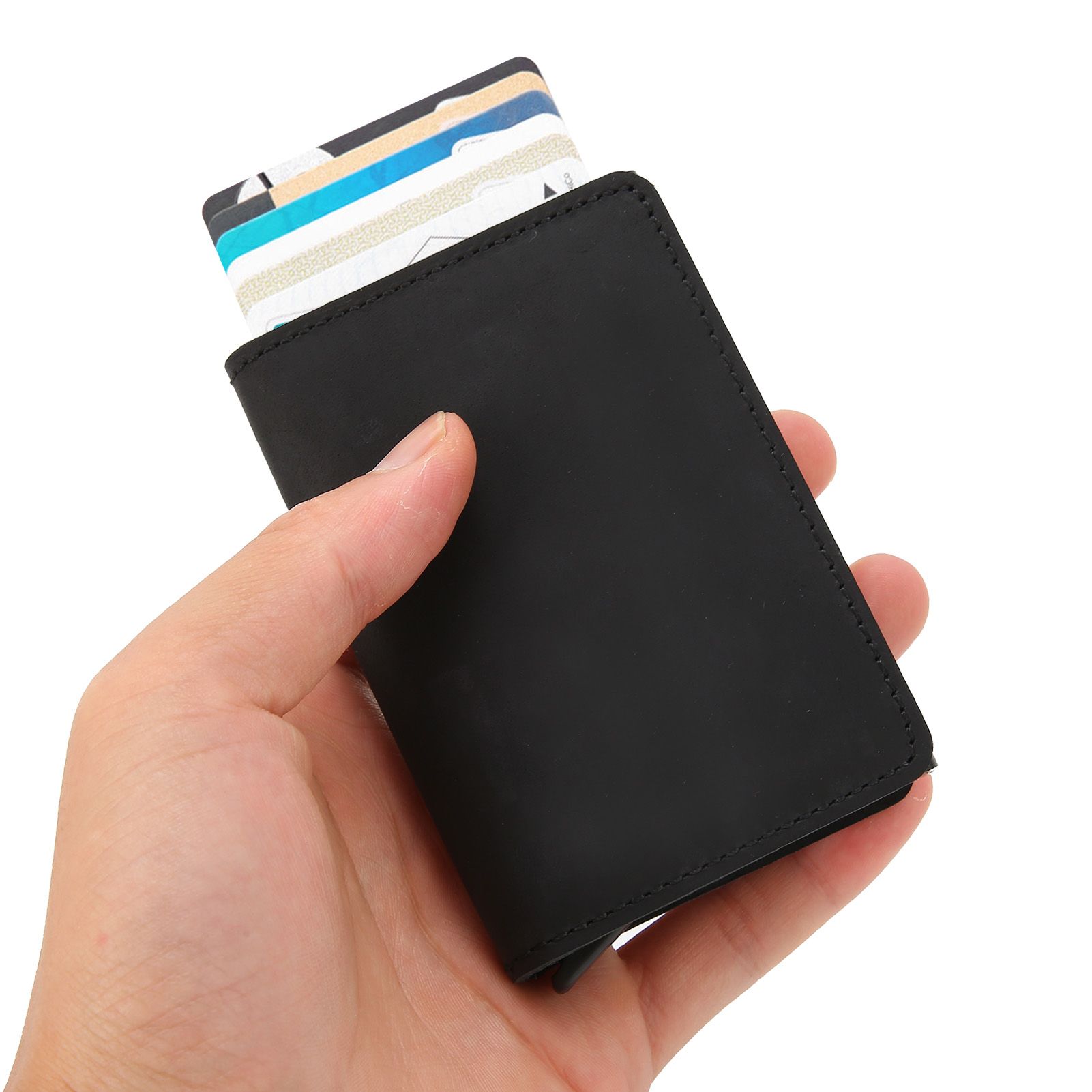 Fashion Slim Credit Card Holder Small Metal Wallet Money Clip Card Bag for Men view 12