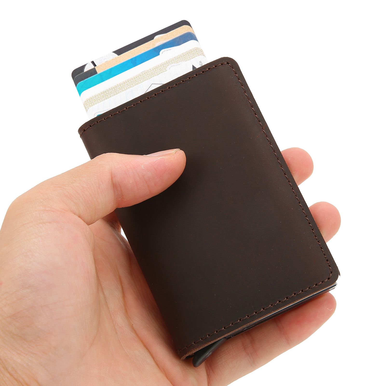 Fashion Slim Credit Card Holder Small Metal Wallet Money Clip Card Bag for Men view 12
