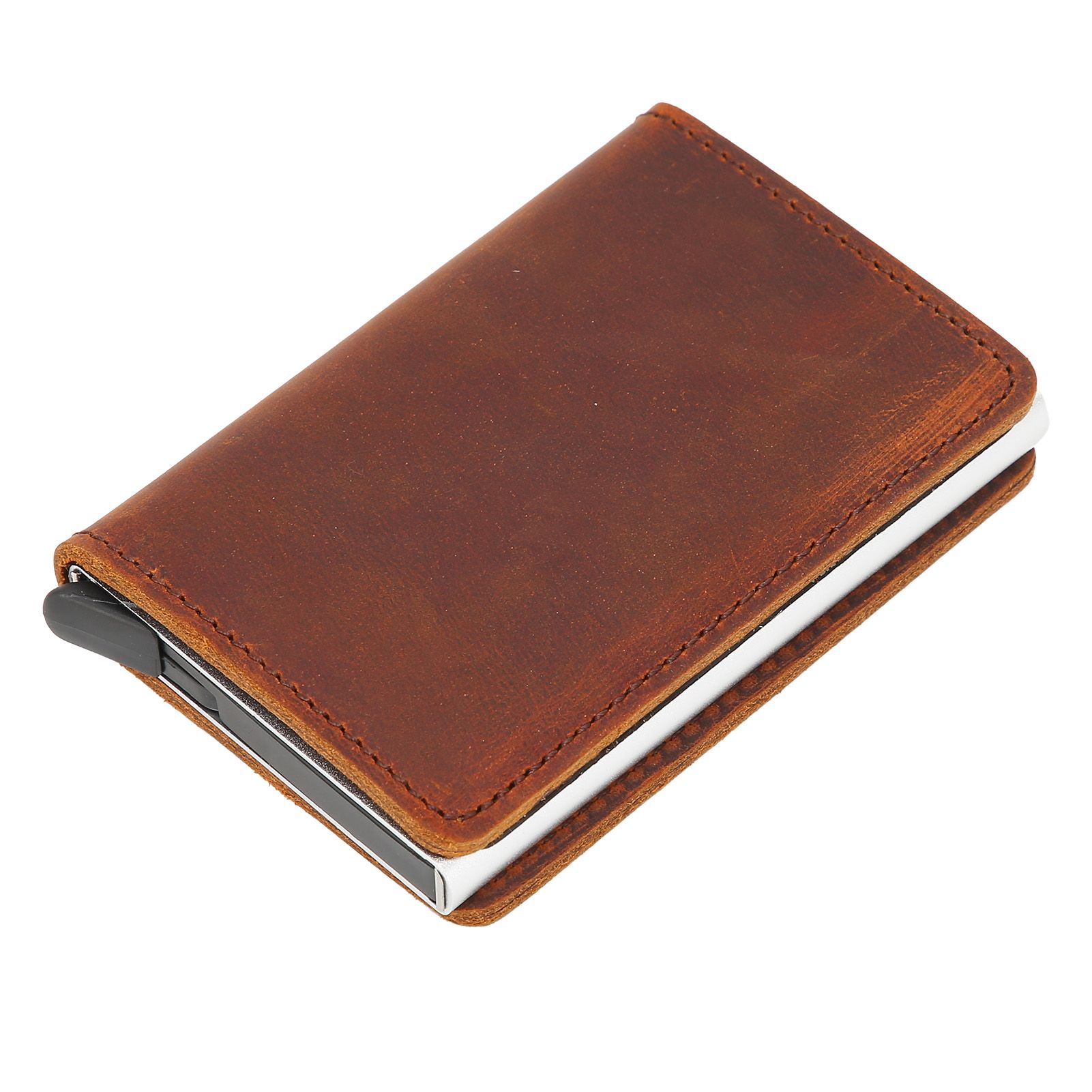 Fashion Slim Credit Card Holder Small Metal Wallet Money Clip Card Bag for Men view 5