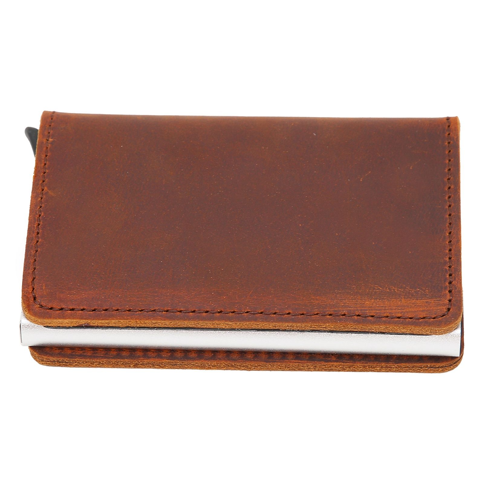 Fashion Slim Credit Card Holder Small Metal Wallet Money Clip Card Bag for Men view 6