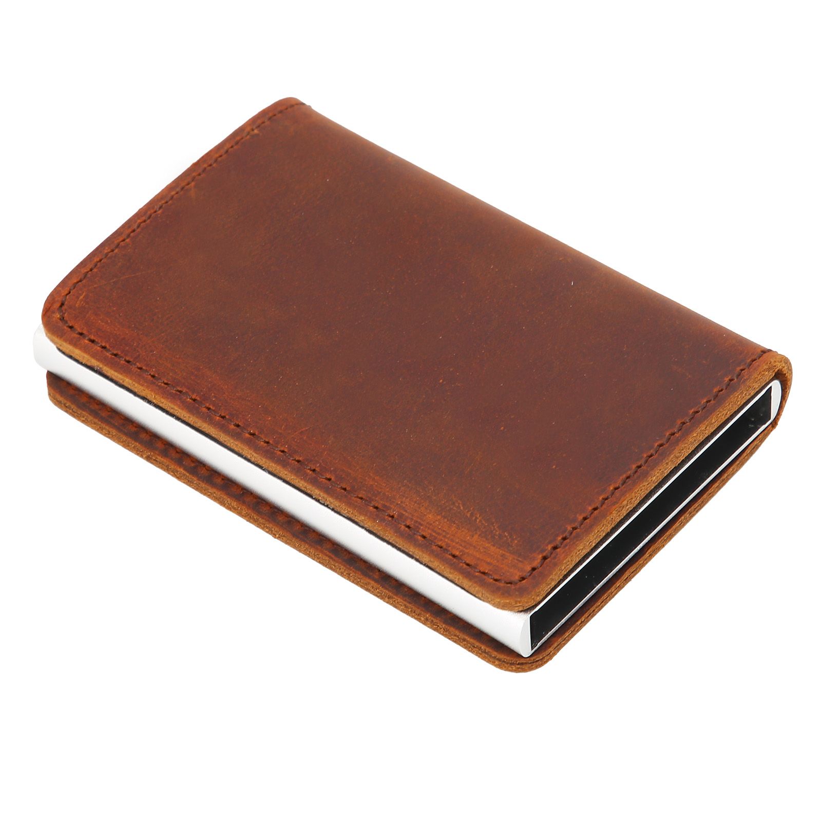Fashion Slim Credit Card Holder Small Metal Wallet Money Clip Card Bag for Men view 7