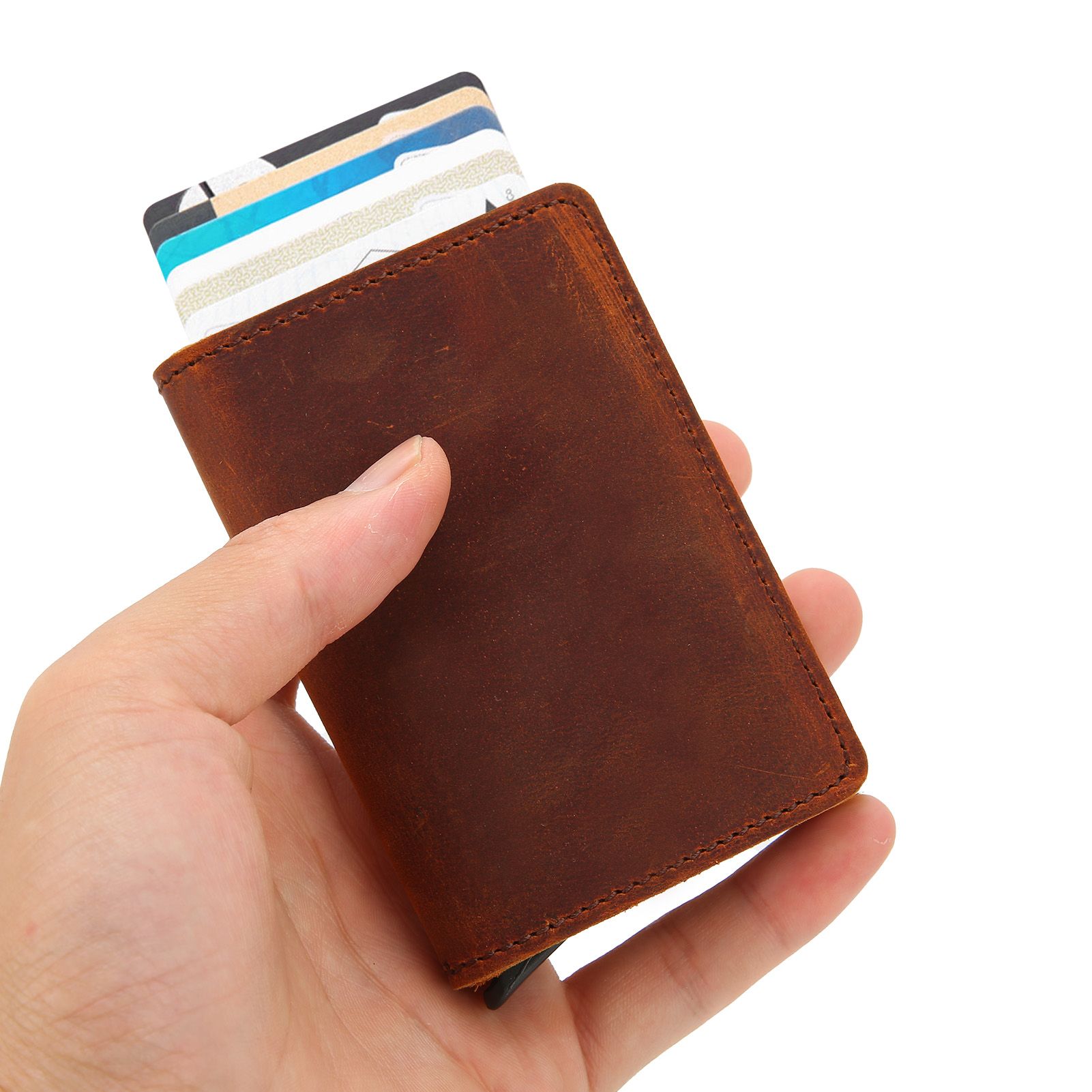 Fashion Slim Credit Card Holder Small Metal Wallet Money Clip Card Bag for Men view 11