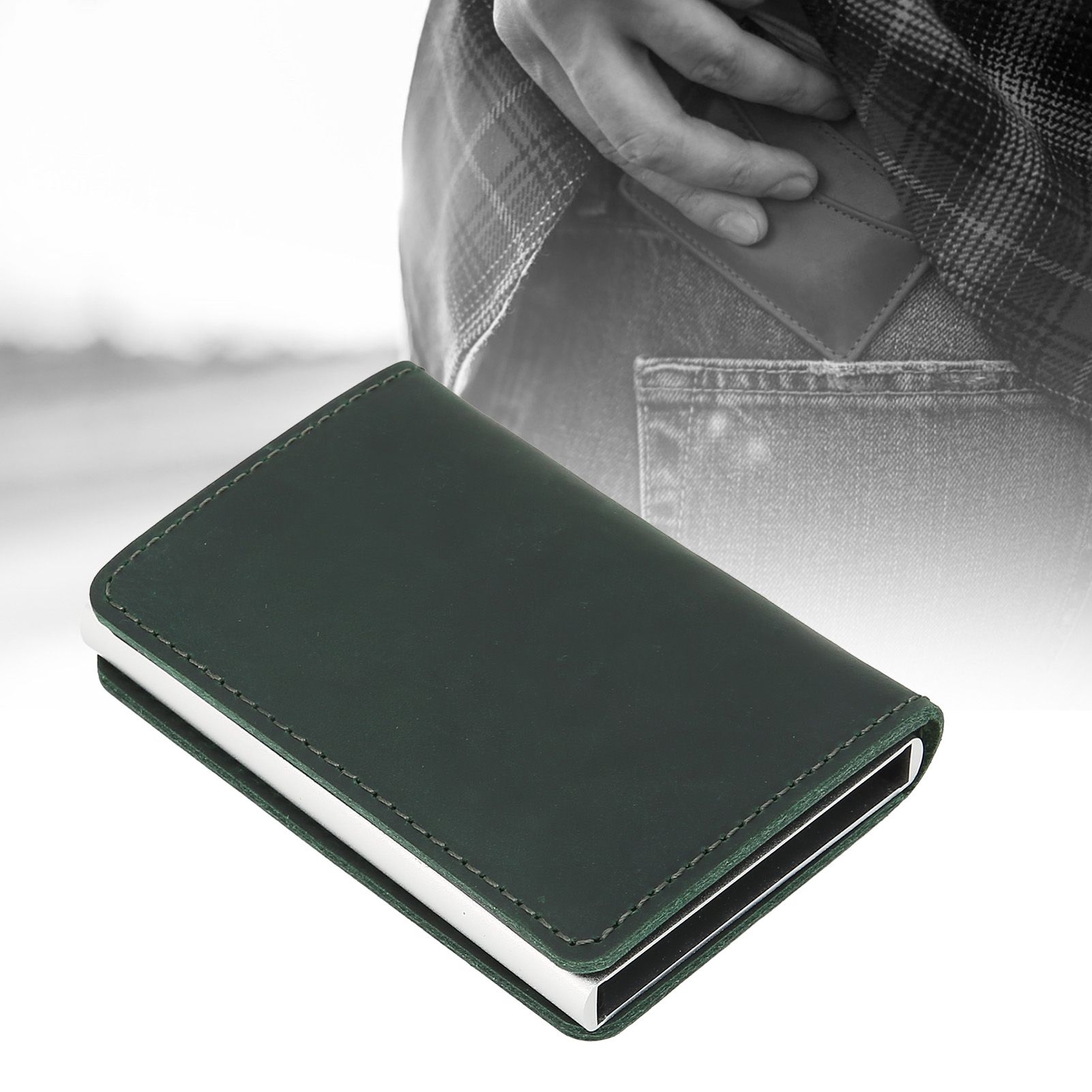 Fashion Slim Credit Card Holder Small Metal Wallet Money Clip Card Bag for Men view 11